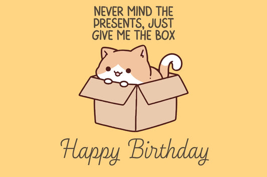 The Dreamer's Bookshop "The Box Cat" Happy Birthday Card - The Dreamer's Bookshop.