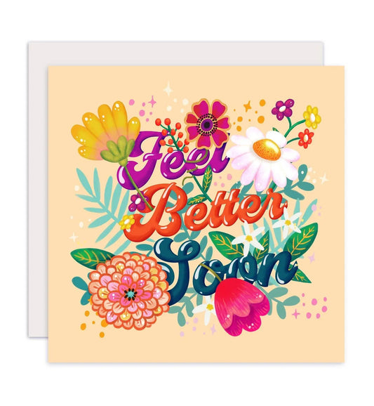 Aniet Illustration - Kaart beterschap feel better soon kleurrijke bloemen - The Dreamer's Bookshop.