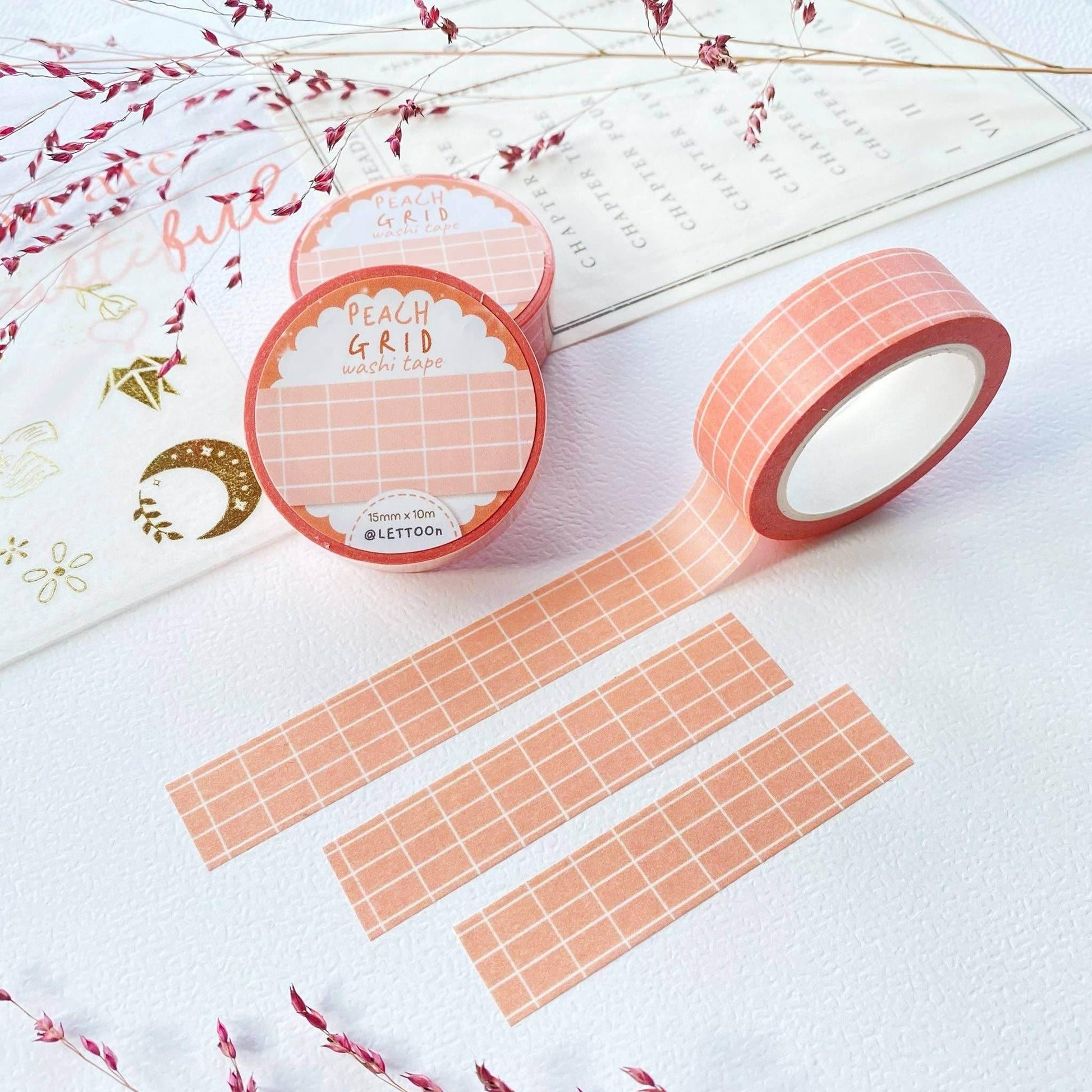 LETTOOn - Washi-tape - Perzikkleurig Raster - The Dreamer's Bookshop.