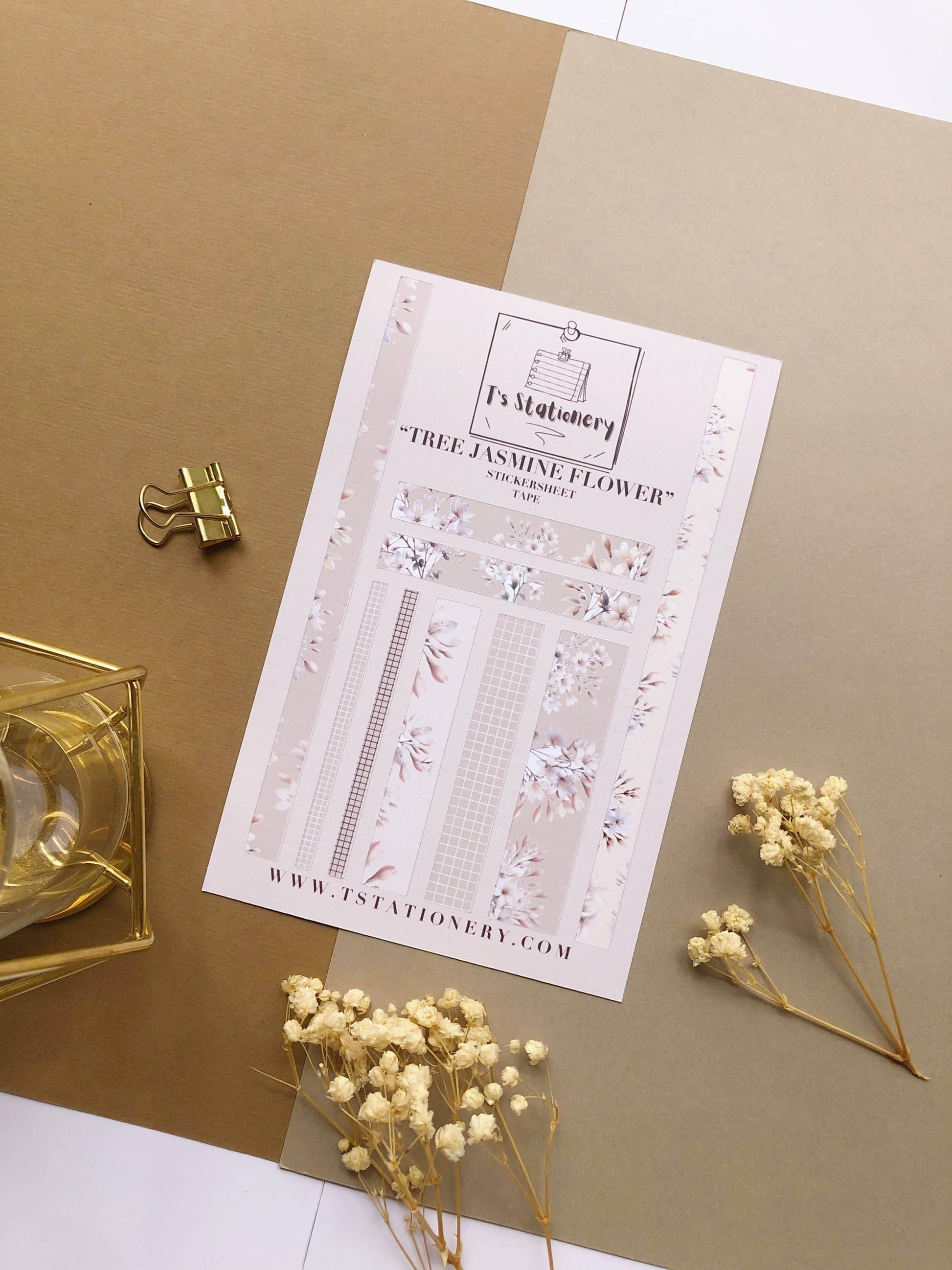 T's Stationery - Stickerveltape „Tree Jasmine Flower” Washi - The Dreamer's Bookshop.