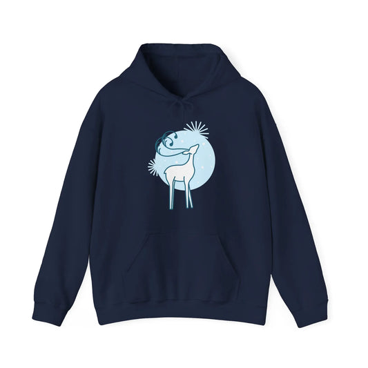 Christmas Deer Hoodie - Cozy Unisex Sweatshirt for Book Lovers - The Dreamer's Bookshop.