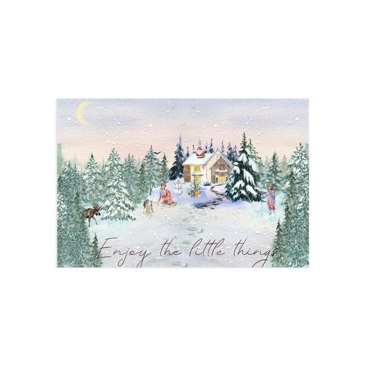 The Dreamer's Bookshop "Winter Cottage" Enjoy the Little Things Card - The Dreamer's Bookshop.