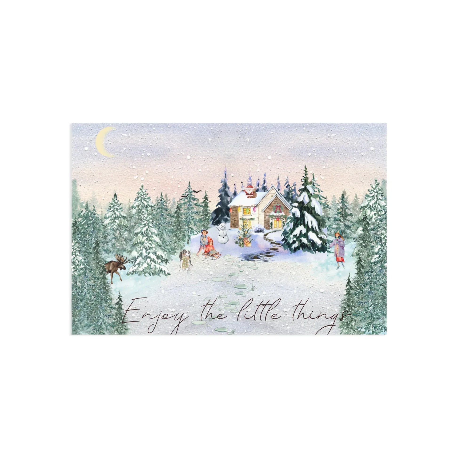 The Dreamer's Bookshop "Winter Cottage" Enjoy the Little Things Card - The Dreamer's Bookshop.