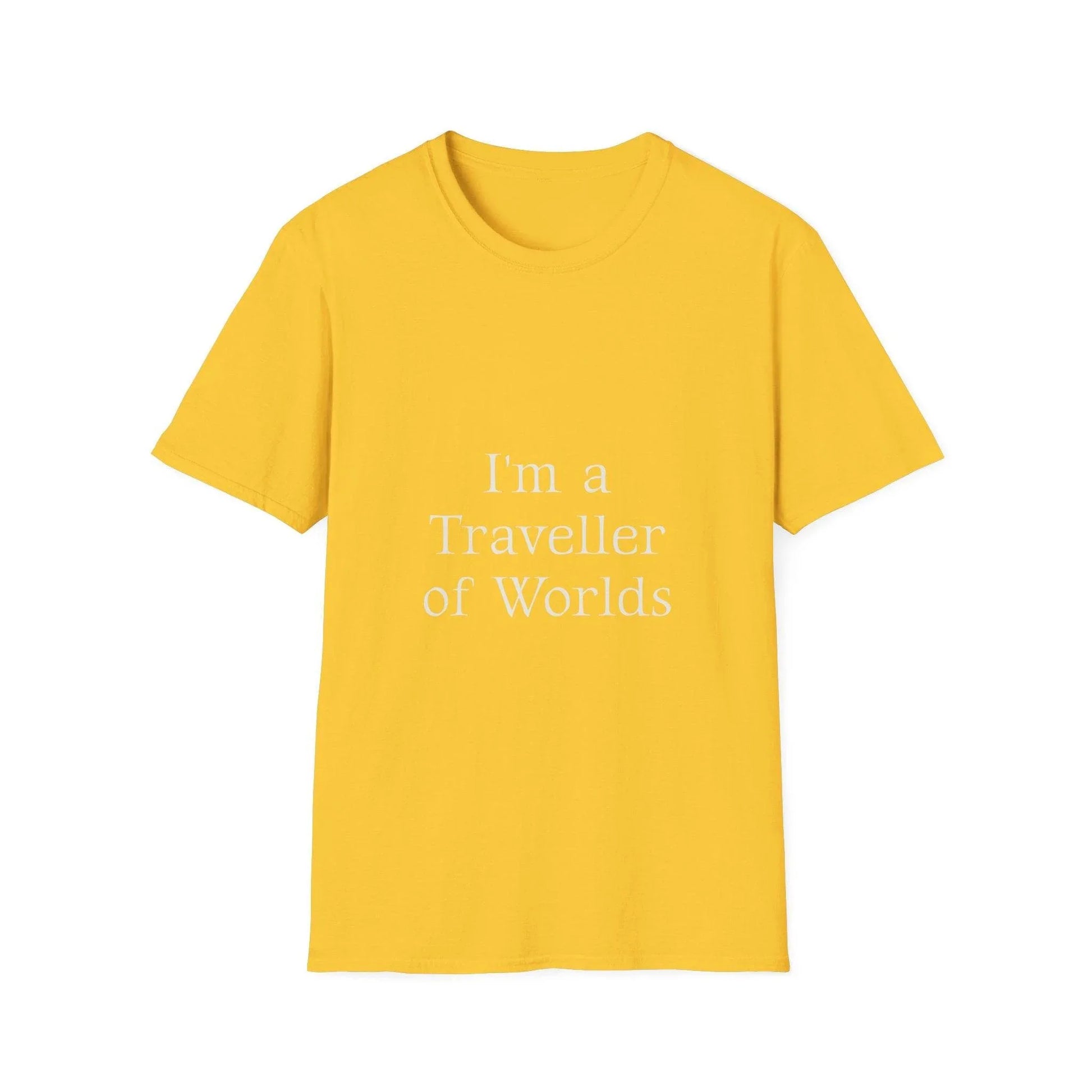 Unisex Softstyle T-Shirt - 'I'm a Traveller of Worlds' & 'Books Take Me Places Far & Beyond' - The Dreamer's Bookshop.