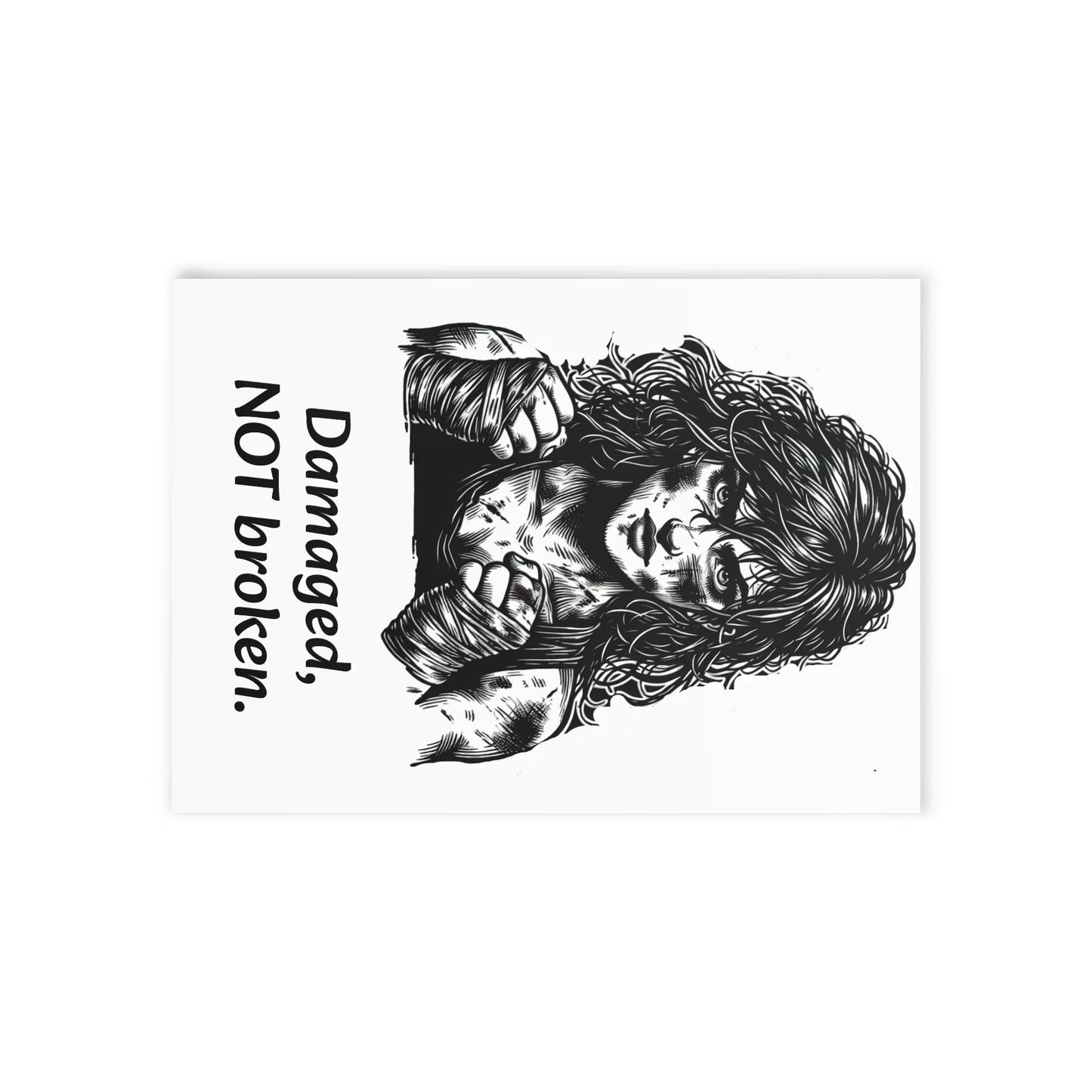 The Dreamer's Bookshop Warrior "Damaged, NOT broken" Art Print Card - The Dreamer's Bookshop.