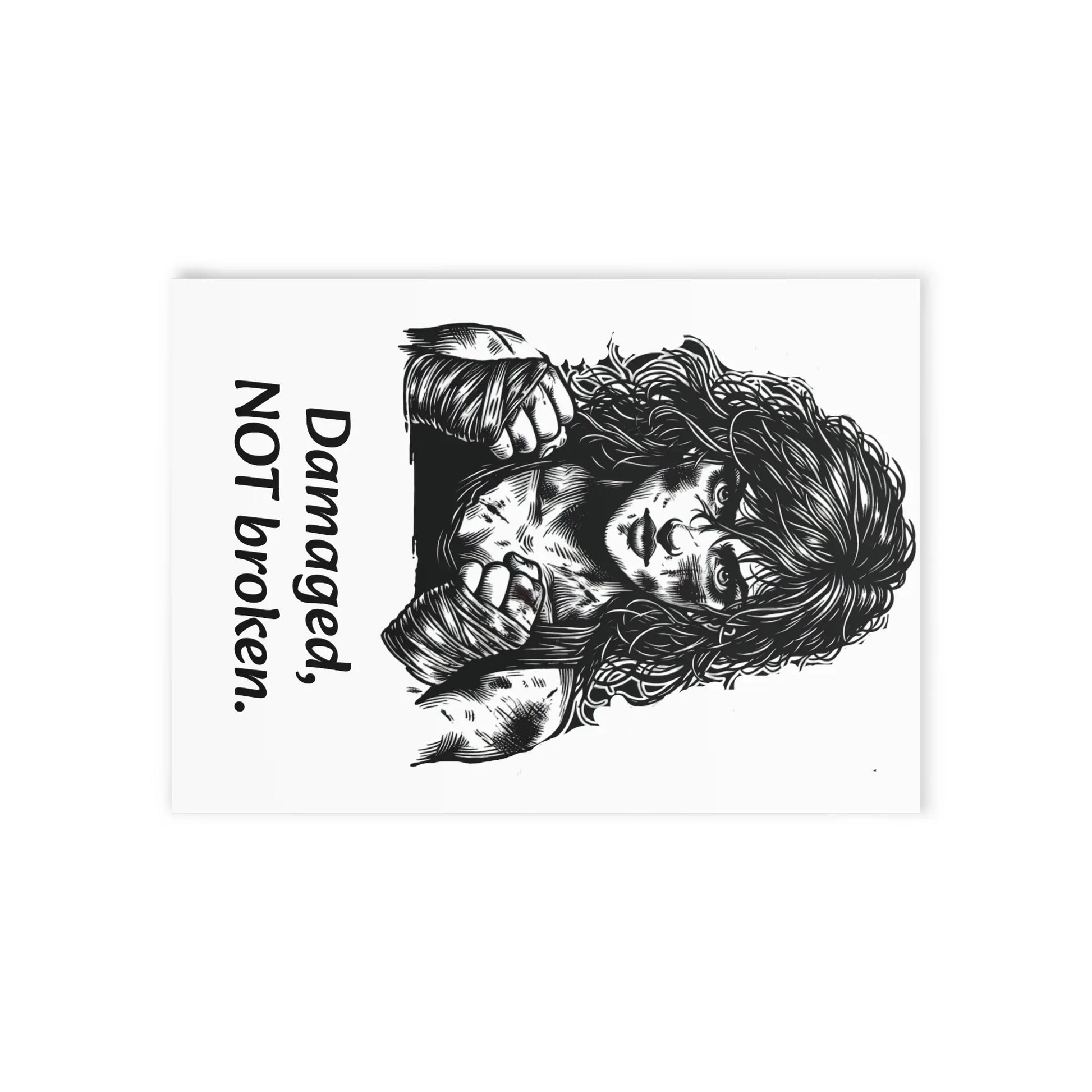The Dreamer's Bookshop Warrior "Damaged, NOT broken" Art Print Card - The Dreamer's Bookshop.