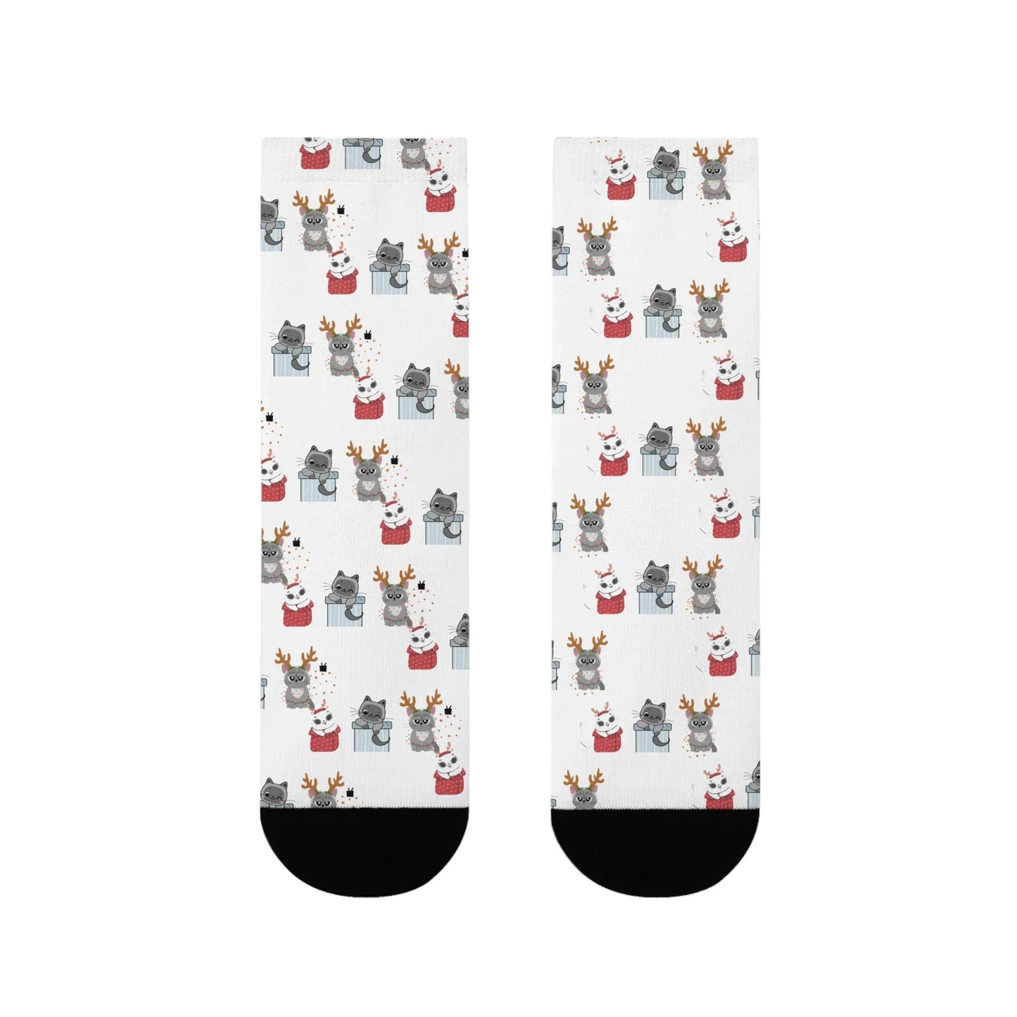 Christmas Cats Crew Socks — Cute Holiday Sublimation Socks - The Dreamer's Bookshop.