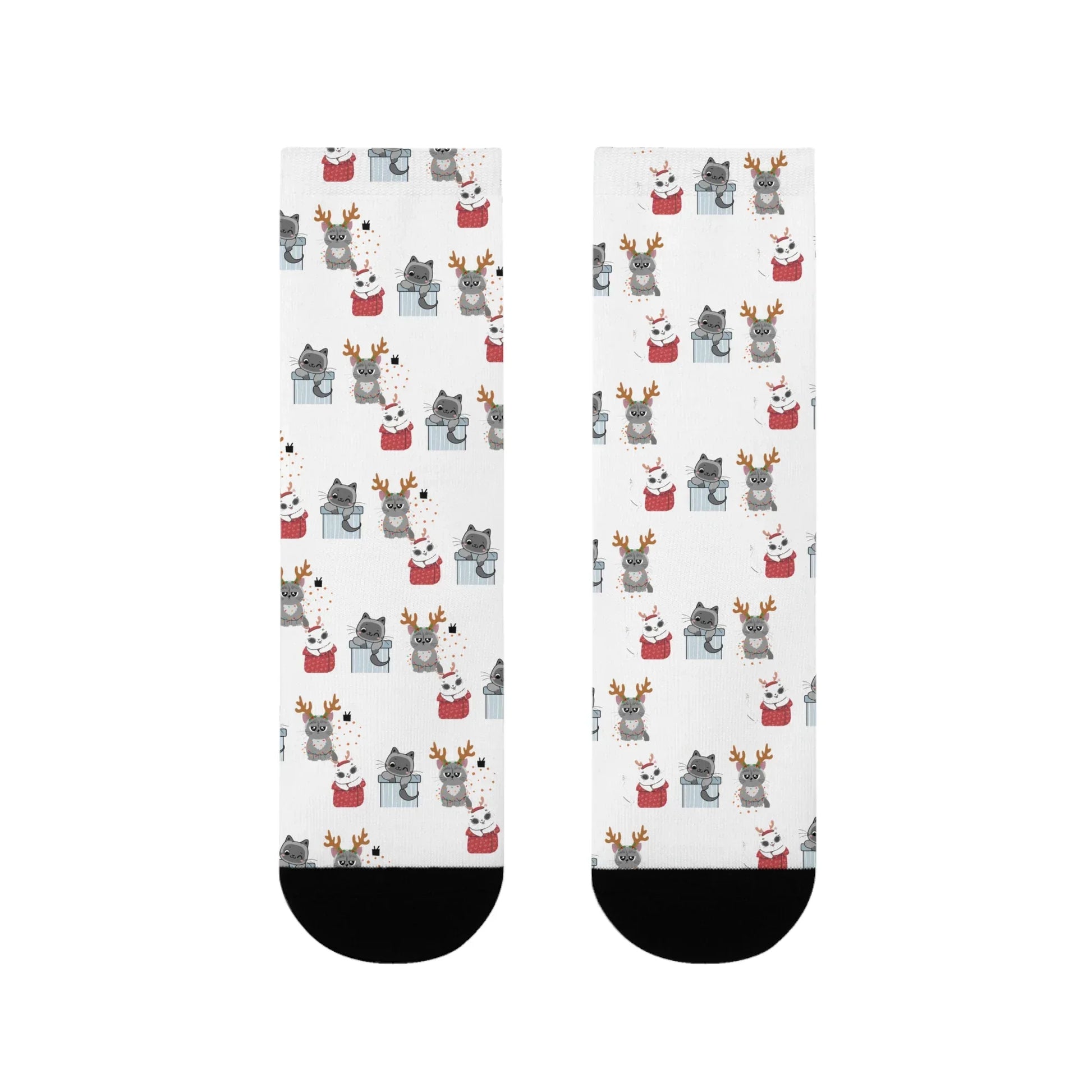 Christmas Cats Crew Socks — Cute Holiday Sublimation Socks - The Dreamer's Bookshop.