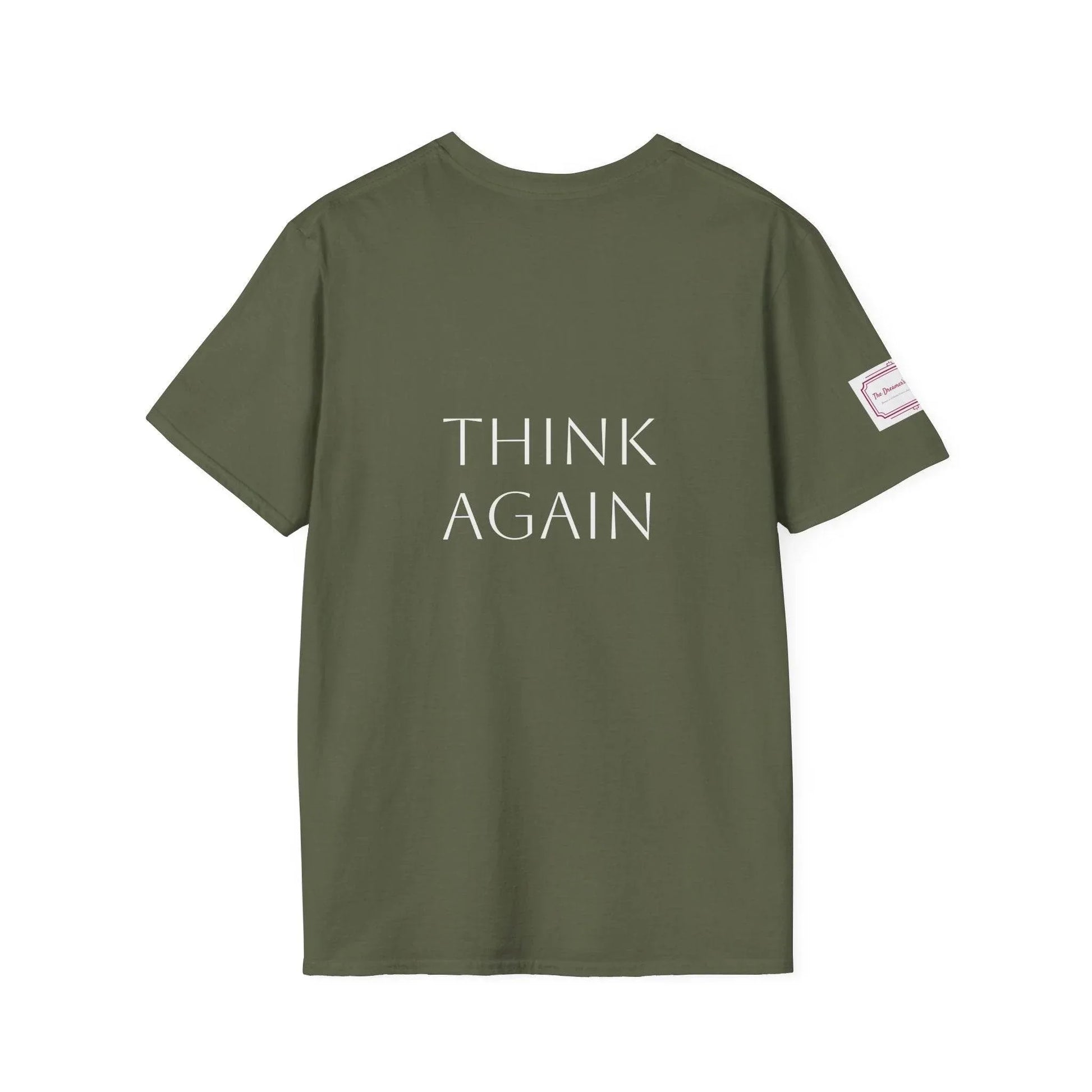 Inspirational Unisex Softstyle T-Shirt - 'Think Again' Motivational Design - The Dreamer's Bookshop.