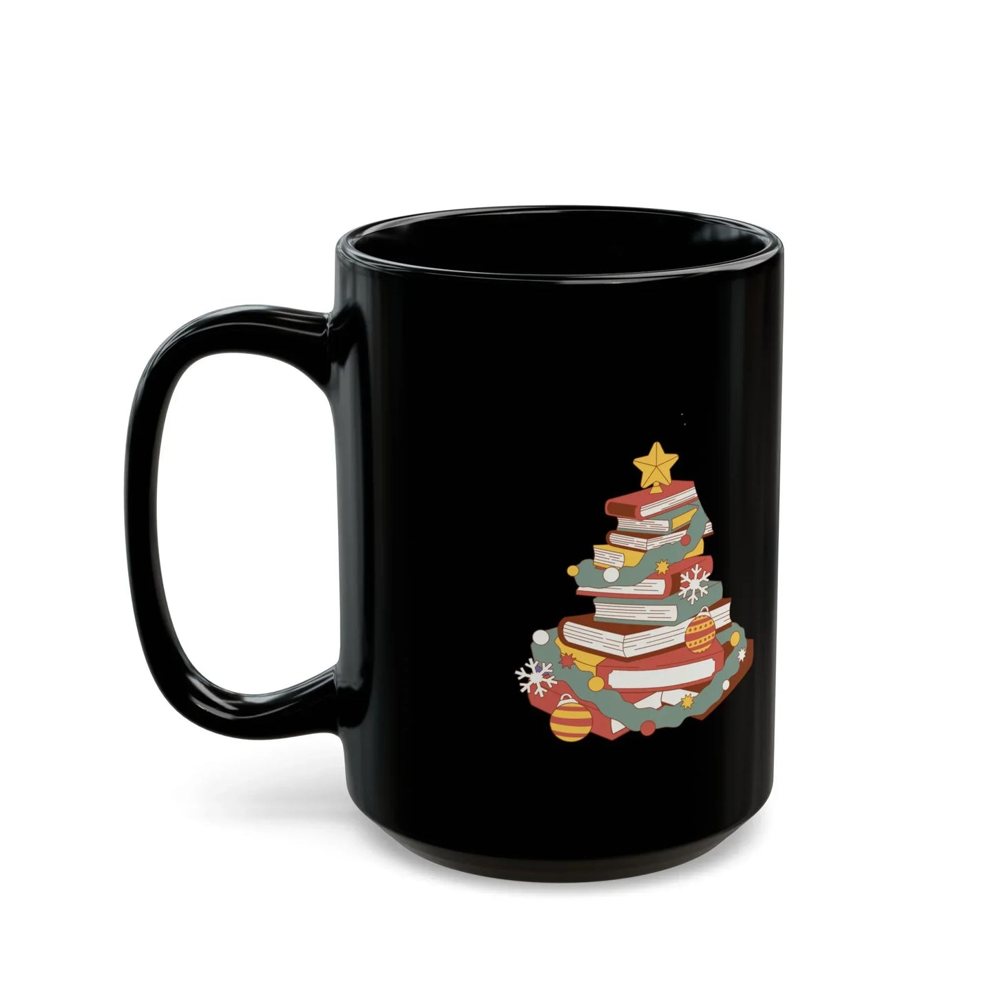 Merry & Bright Black Mug - Book lover's Christmas - 11oz & 15oz Options - The Dreamer's Bookshop.
