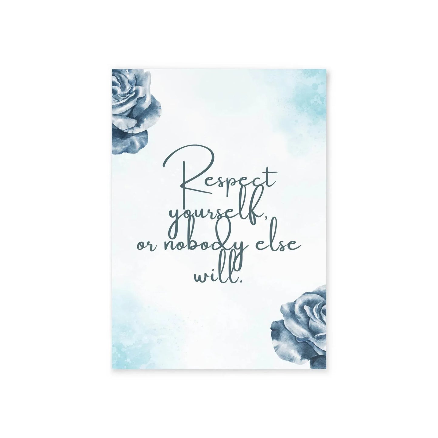 The Dreamer's Bookshop Blue Flower "Respect Yourself" Art Print Card - The Dreamer's Bookshop.
