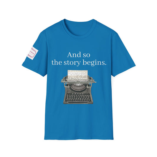 Unisex Softstyle T-Shirt - Vintage Typewriter "Story Begins" Booklover