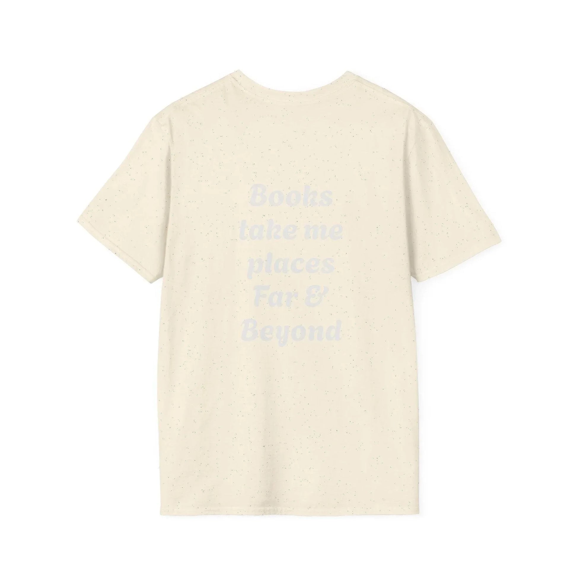 Unisex Softstyle T-Shirt - 'I'm a Traveller of Worlds' & 'Books Take Me Places Far & Beyond' - The Dreamer's Bookshop.