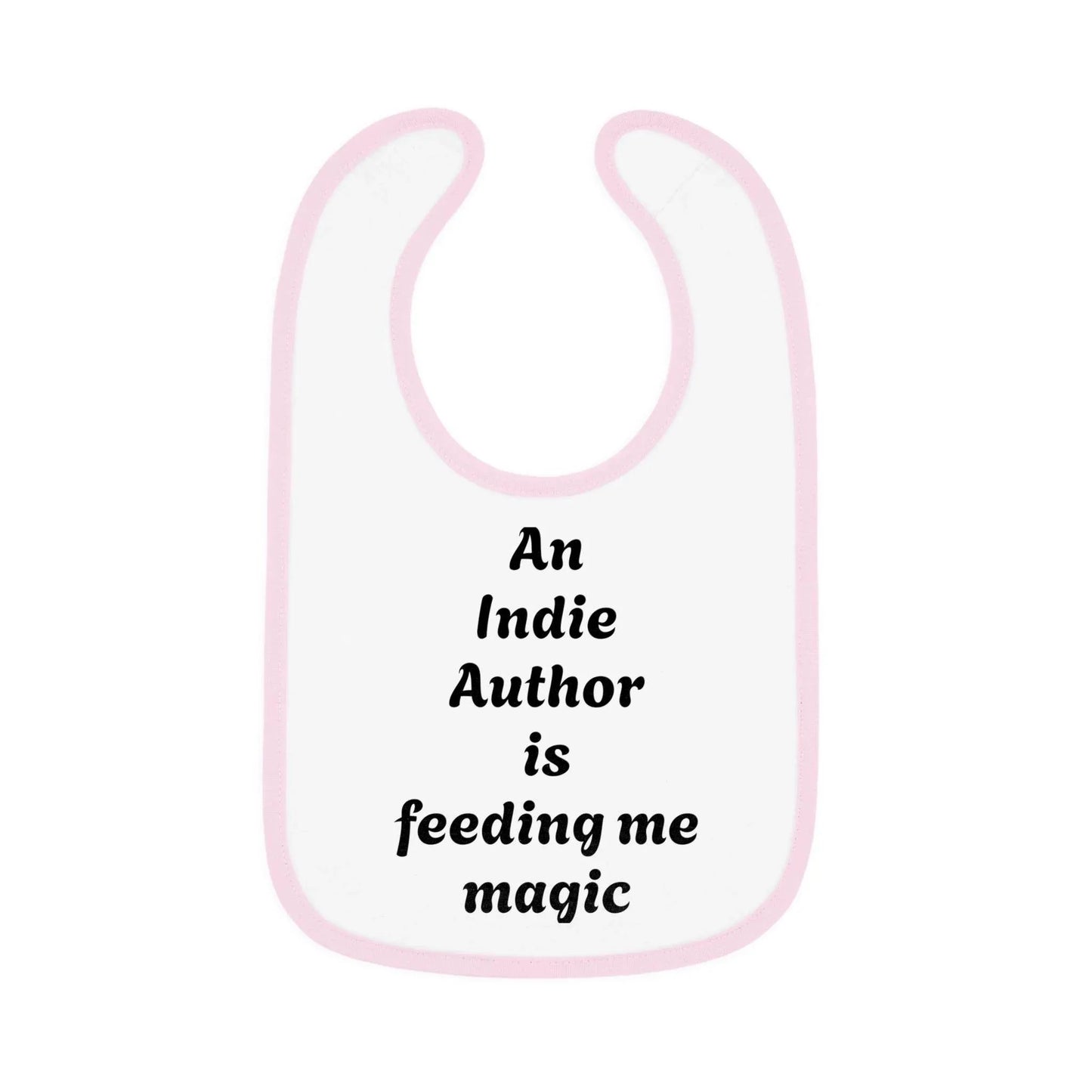 US - Indie Author Baby Bib - Feeding Me Magic Contrast Trim Jersey Bib - The Dreamer's Bookshop.