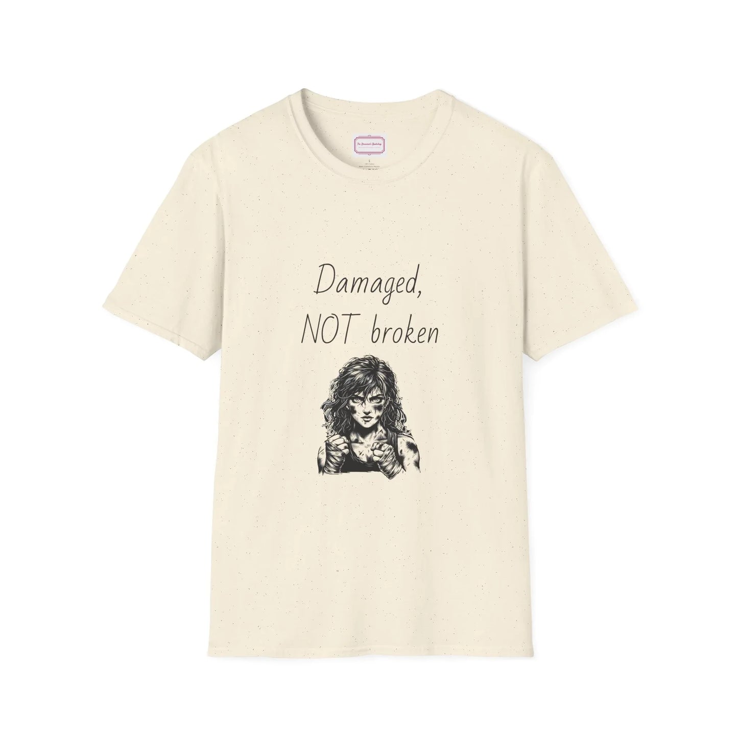 Inspirational Unisex Softstyle T-Shirt - "Damaged, NOT broken" - The Dreamer's Bookshop.
