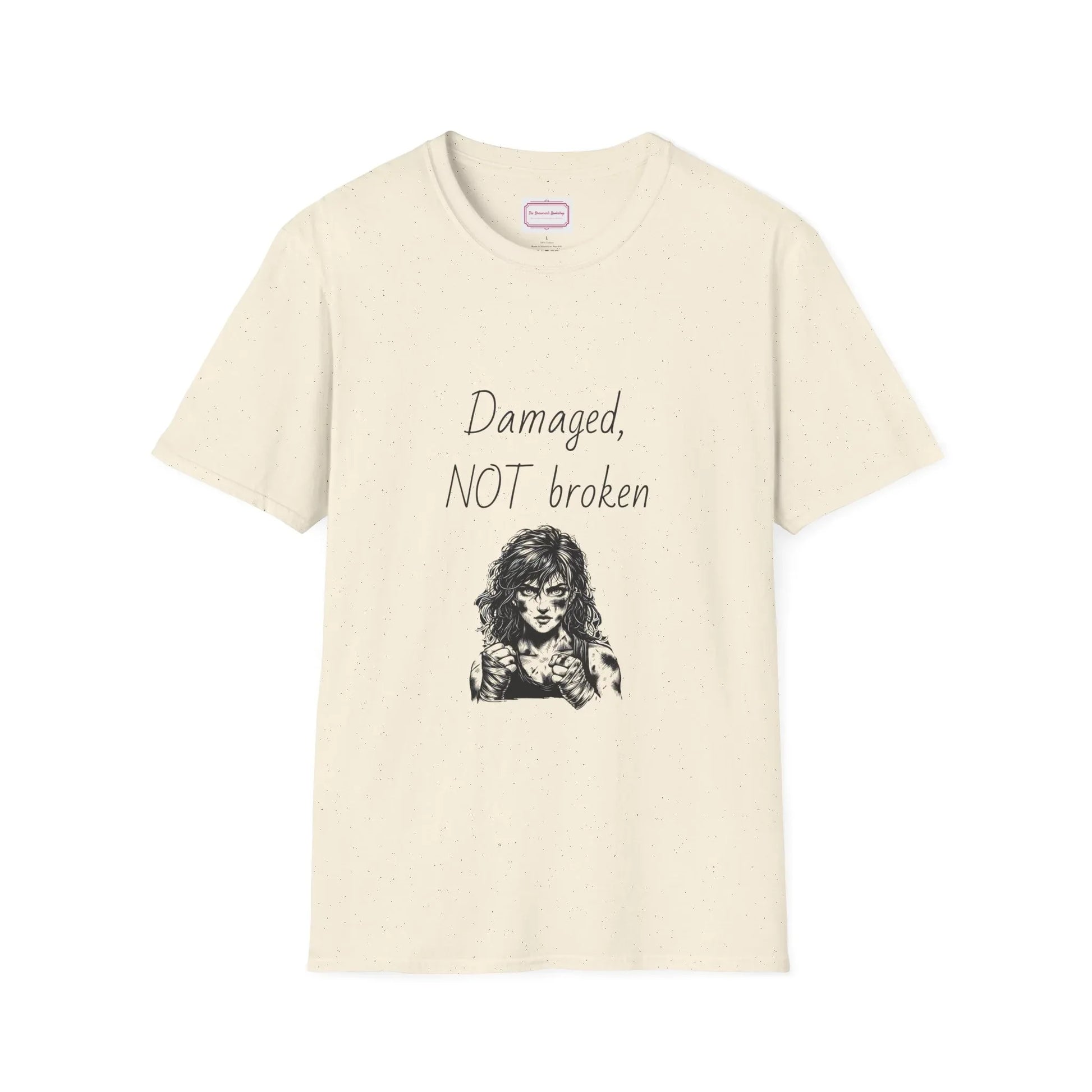 Inspirational Unisex Softstyle T-Shirt - "Damaged, NOT broken" - The Dreamer's Bookshop.