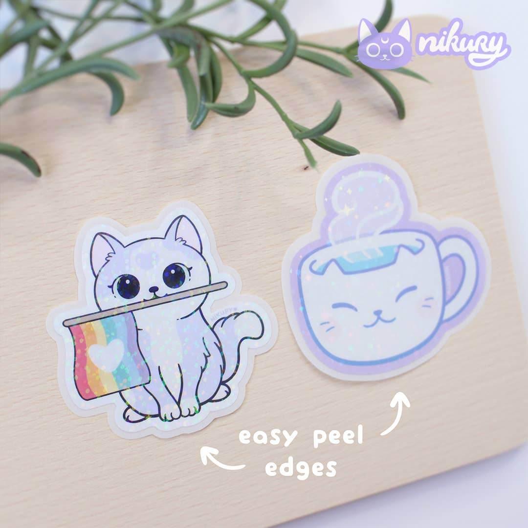 Nikury - Purride kattenstickers met glitter - The Dreamer's Bookshop.
