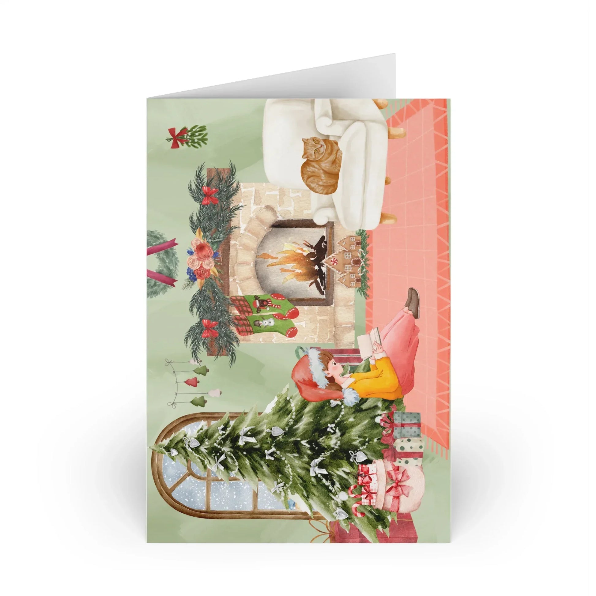 The Dreamer's Bookshop "Reading Girl" Christmas Card - The Dreamer's Bookshop.
