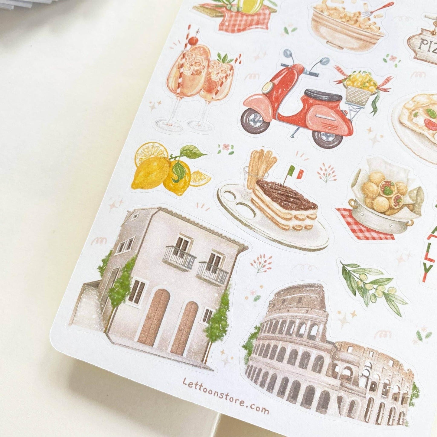 LETTOOn - Stickervel - In Love With Italy - The Dreamer's Bookshop.