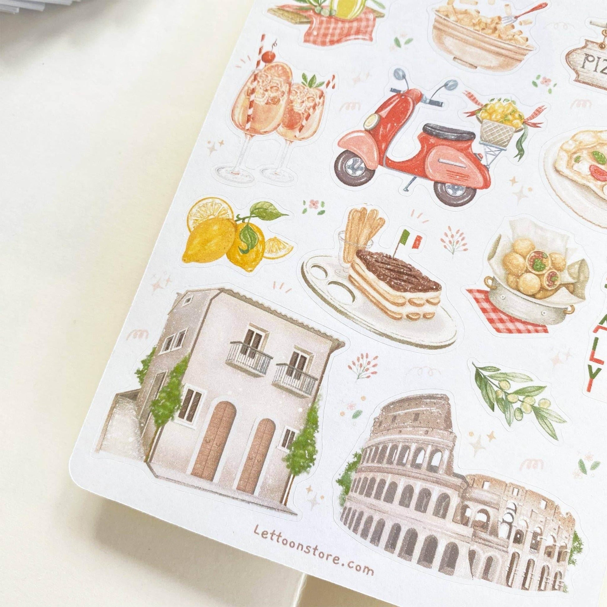 LETTOOn - Stickervel - In Love With Italy - The Dreamer's Bookshop.