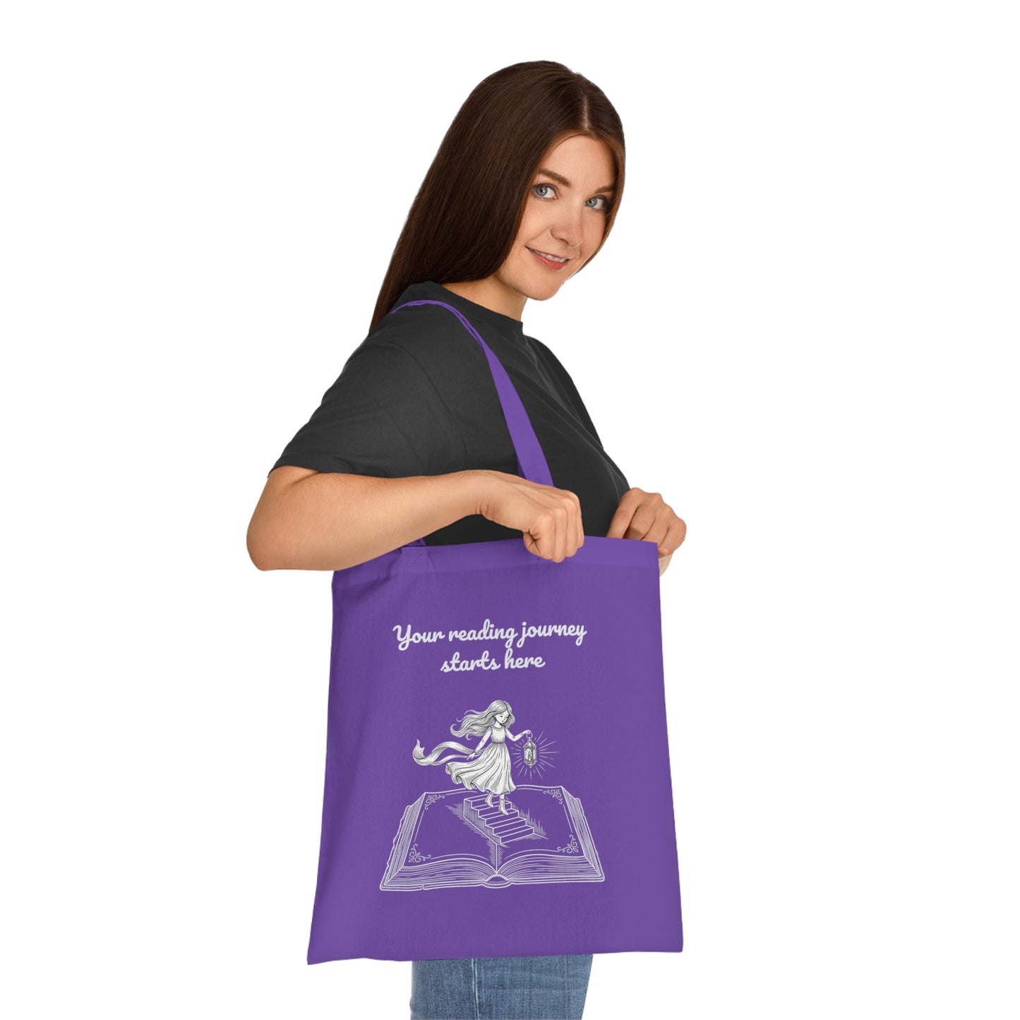Whimsical Cotton Tote Bag - "Reading Journey" by The Dreamer's Bookshop