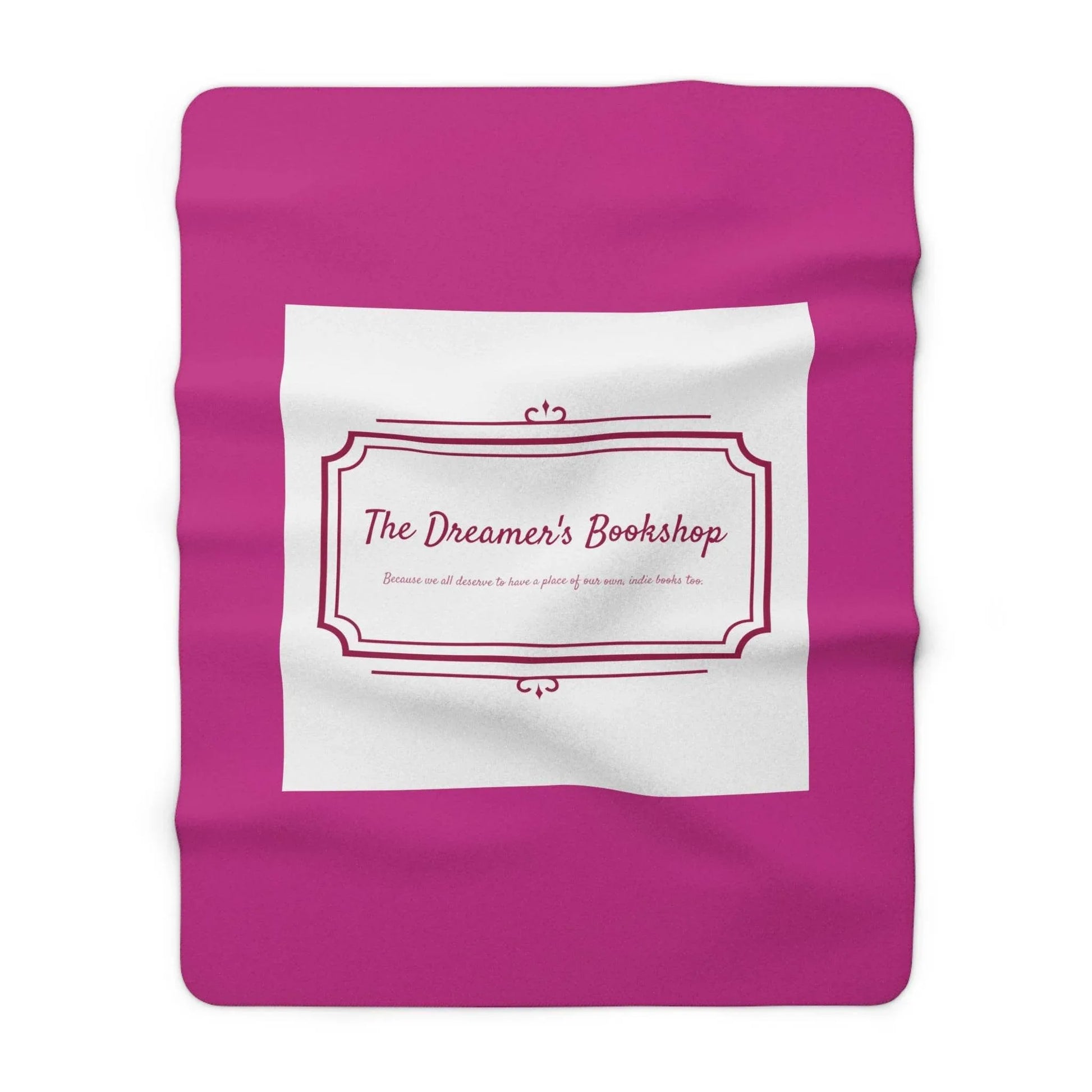 Pink Cozy Sherpa Fleece Blanket - 'The Dreamer's Bookshop' Design - The Dreamer's Bookshop.