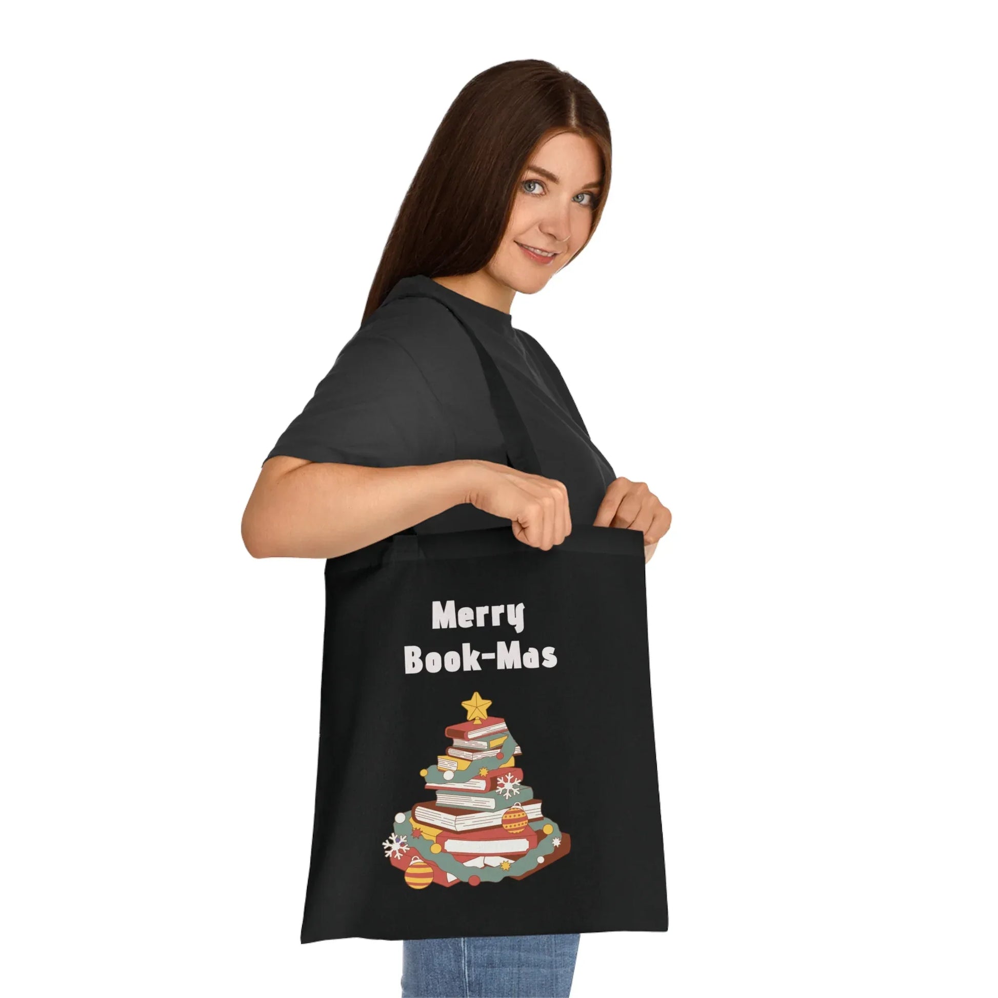 Inspirational Cotton Tote Bag - "Merry Book-Mas" by The Dreamer's Bookstore - The Dreamer's Bookshop.