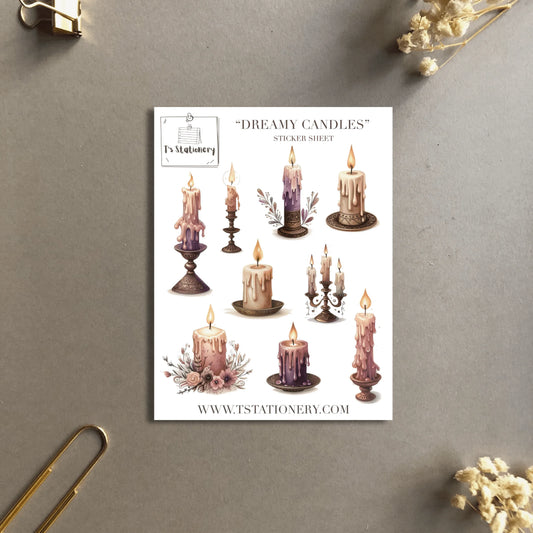 T's Stationery - Washi-stickervel „Dreamy Candles” - The Dreamer's Bookshop.