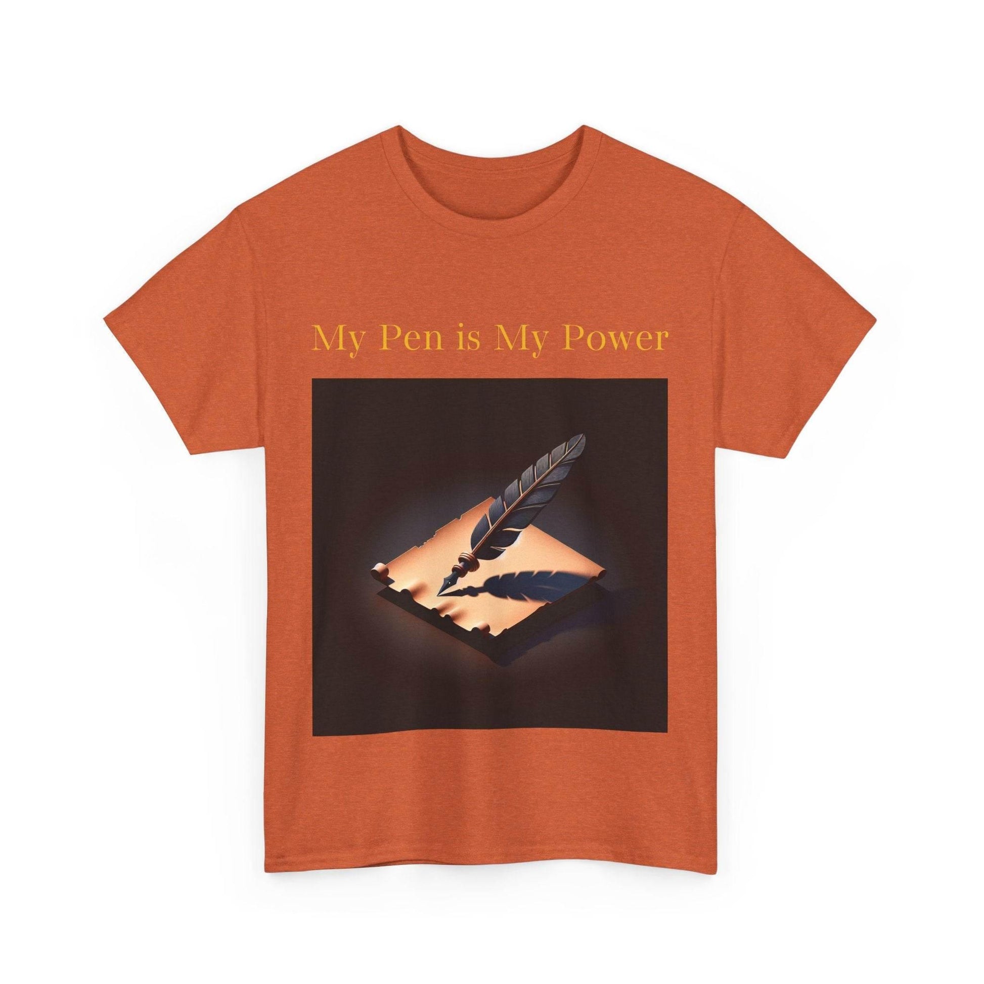 My Pen is My Power Unisex Heavy Cotton Tee - Creative Writer's Apparel - The Dreamer's Bookshop.