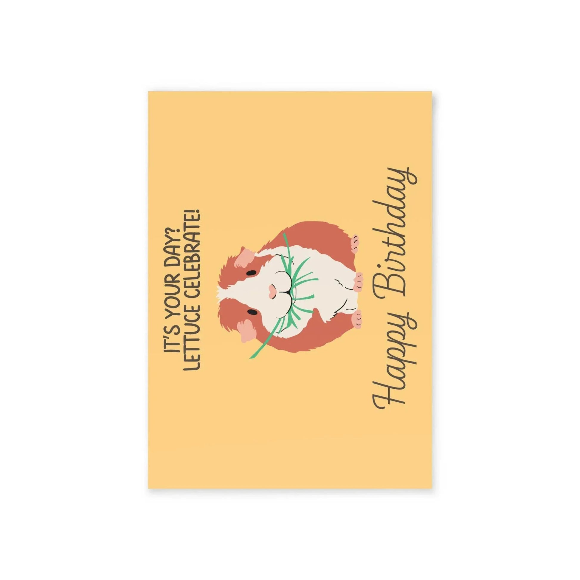 The Dreamer's Bookshop Cute "Lettuce Celebrate" Guinea Pig Birthday Card - The Dreamer's Bookshop.