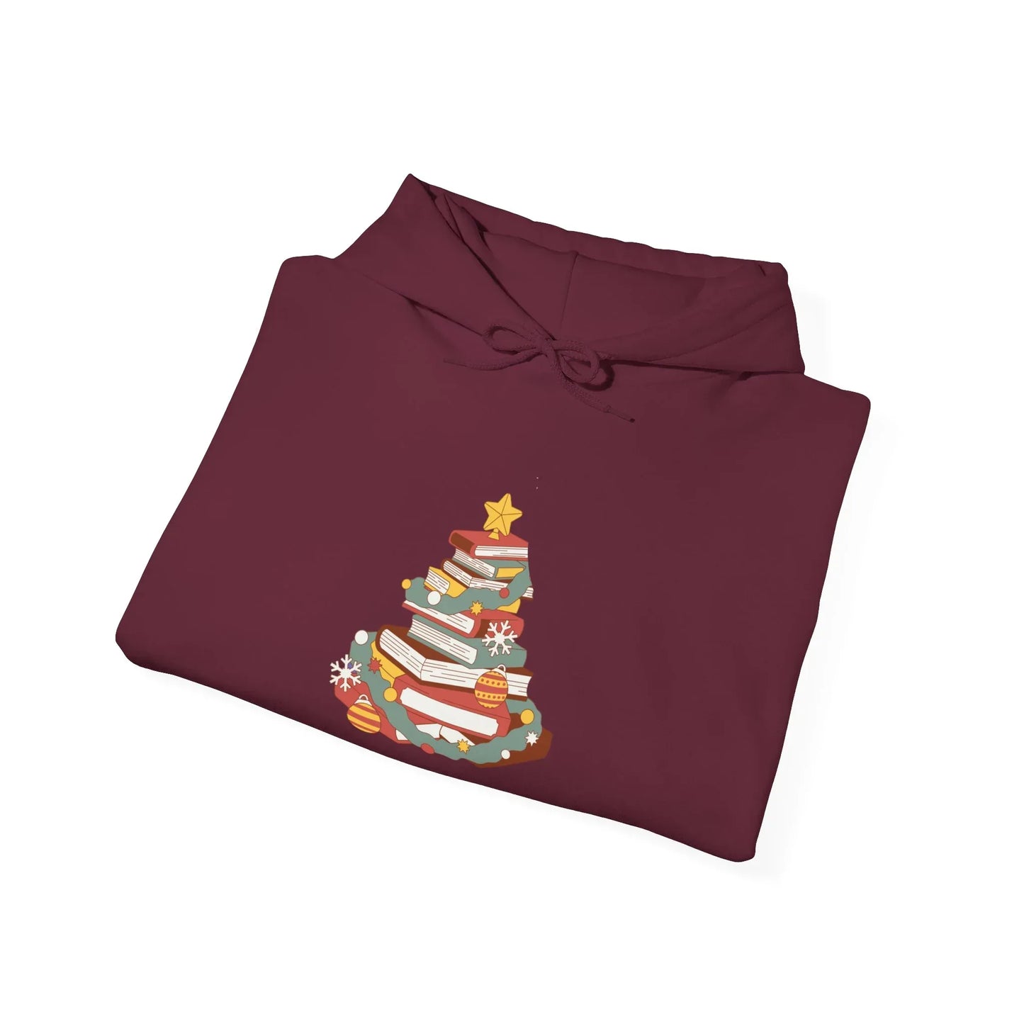 Christmas Book Tree Unisex Hooded Sweatshirt - Cozy Literary Apparel - The Dreamer's Bookshop.