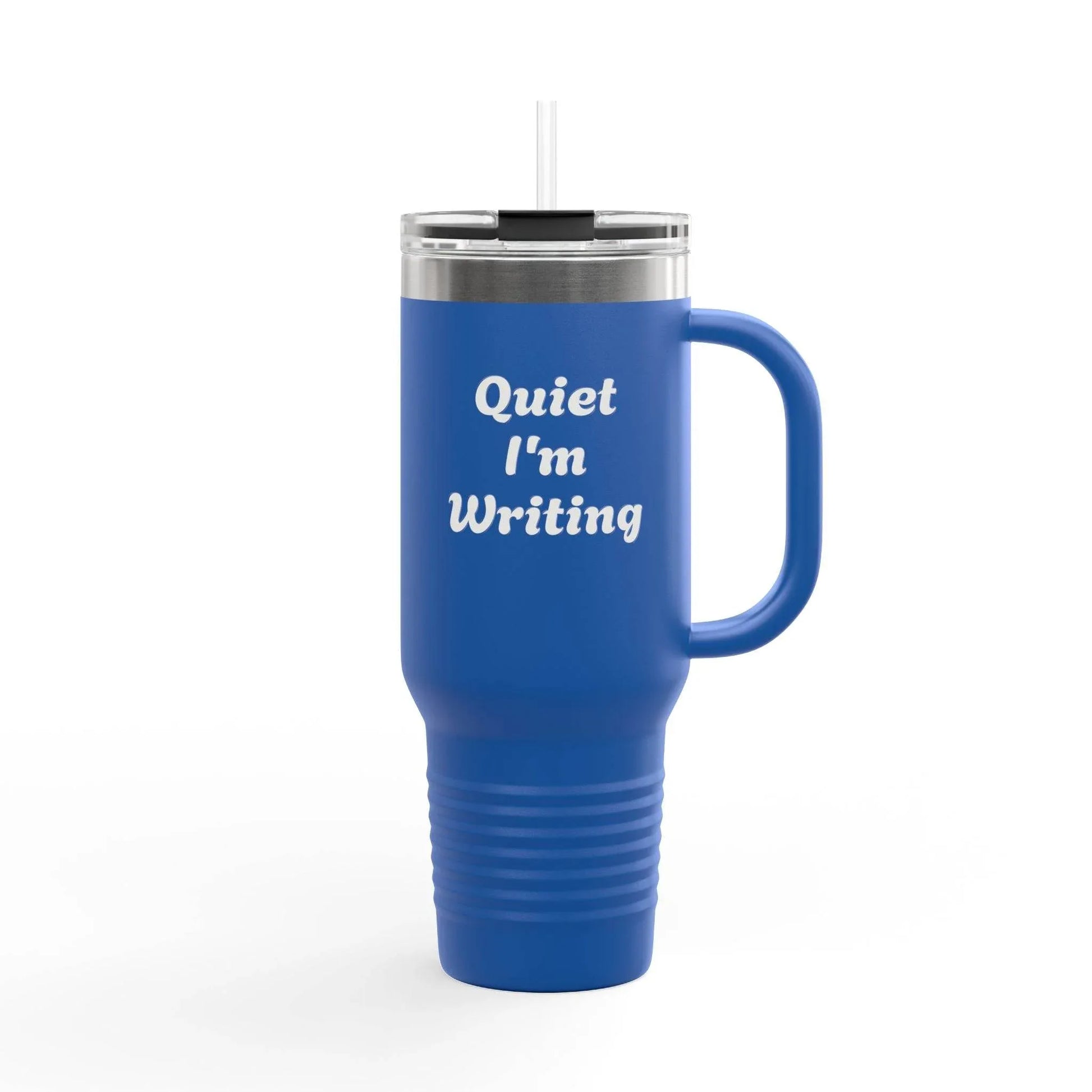 Quiet I'm Writing Insulated Travel Mug - 40oz Red Coffee Cup - The Dreamer's Bookshop.