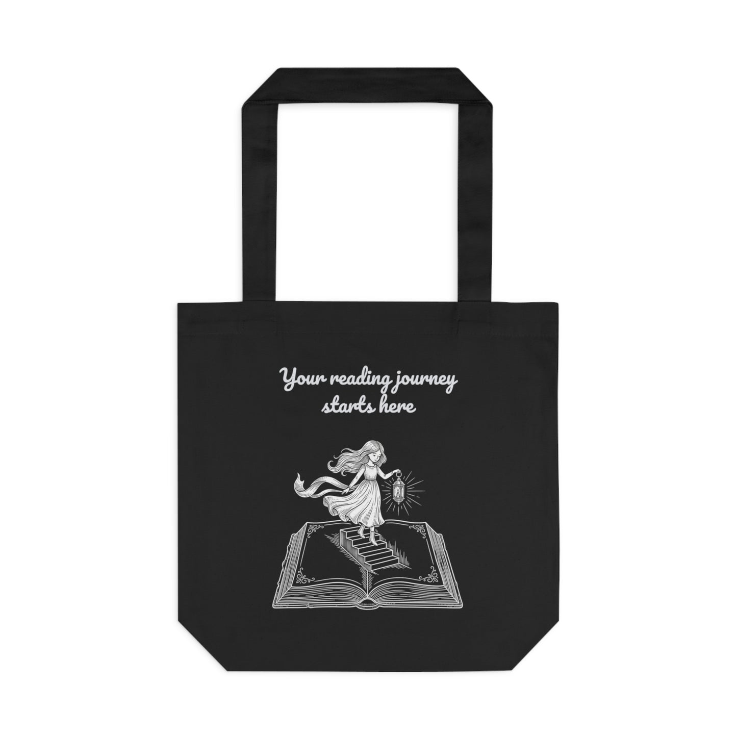 Whimsical "Reading Journey" Cotton Tote Bag - Perfect for Writers and Book Lovers