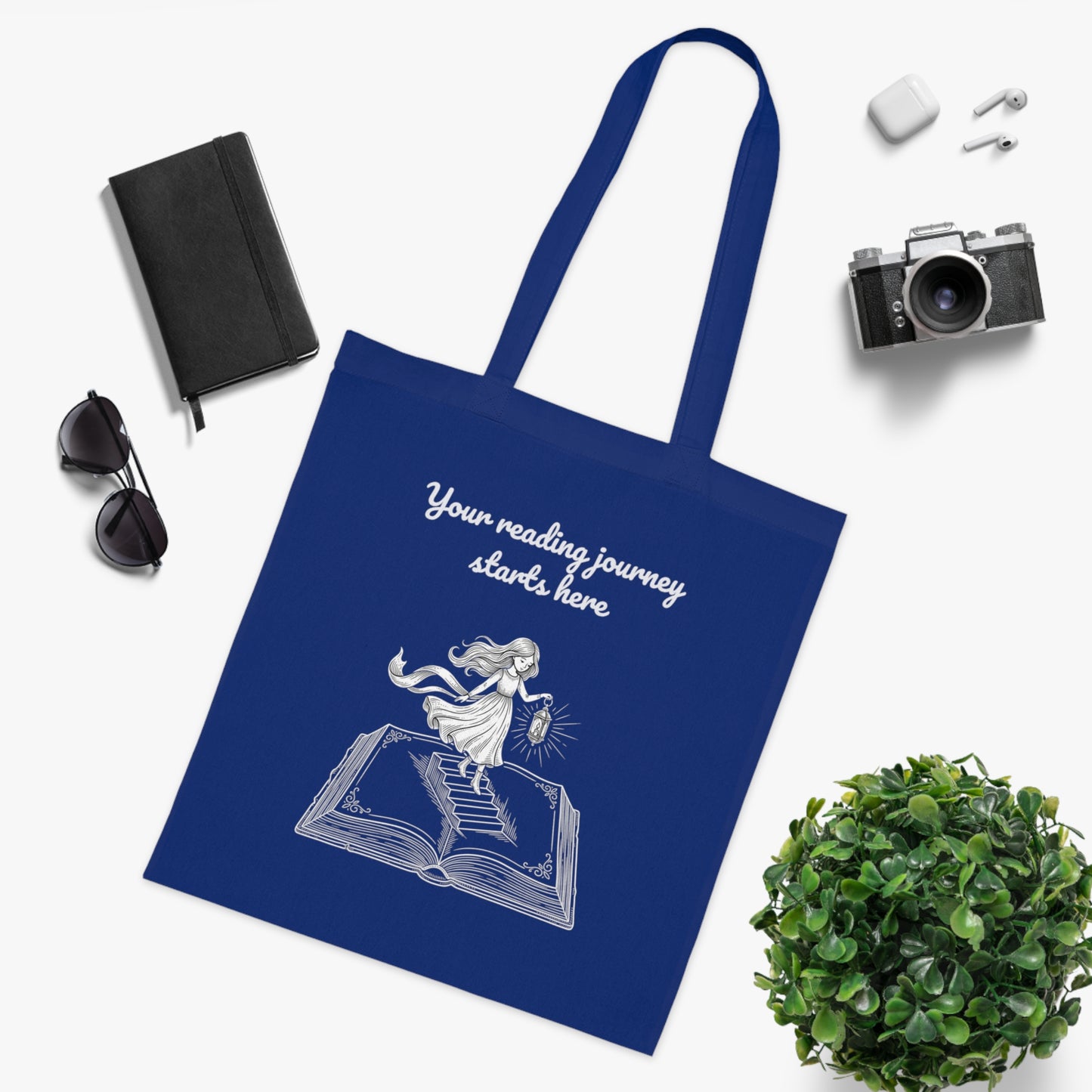 Whimsical Cotton Tote Bag - "Reading Journey" by The Dreamer's Bookshop