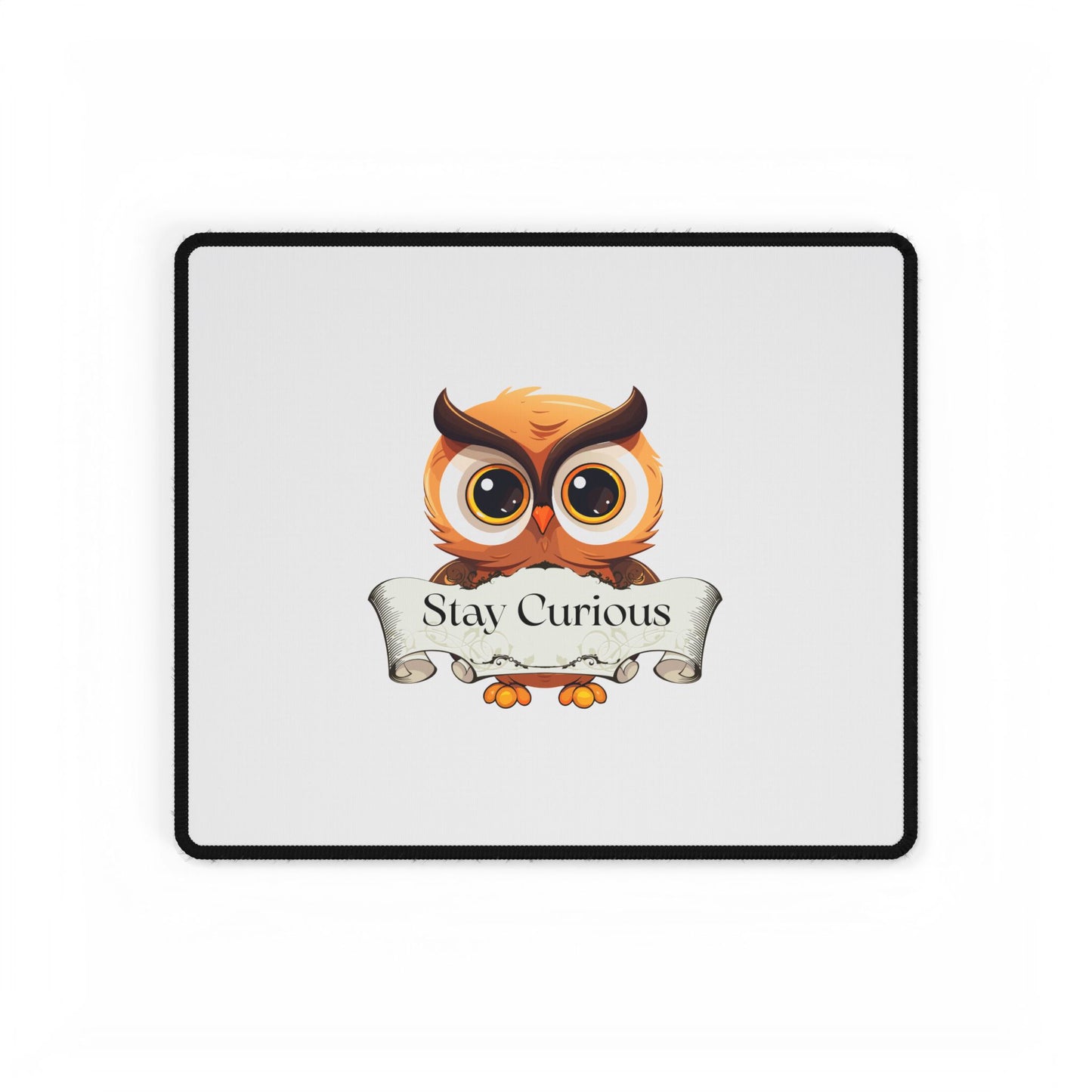 Owl 'Stay Curious' Desk Mat — Inspirational Mousepad