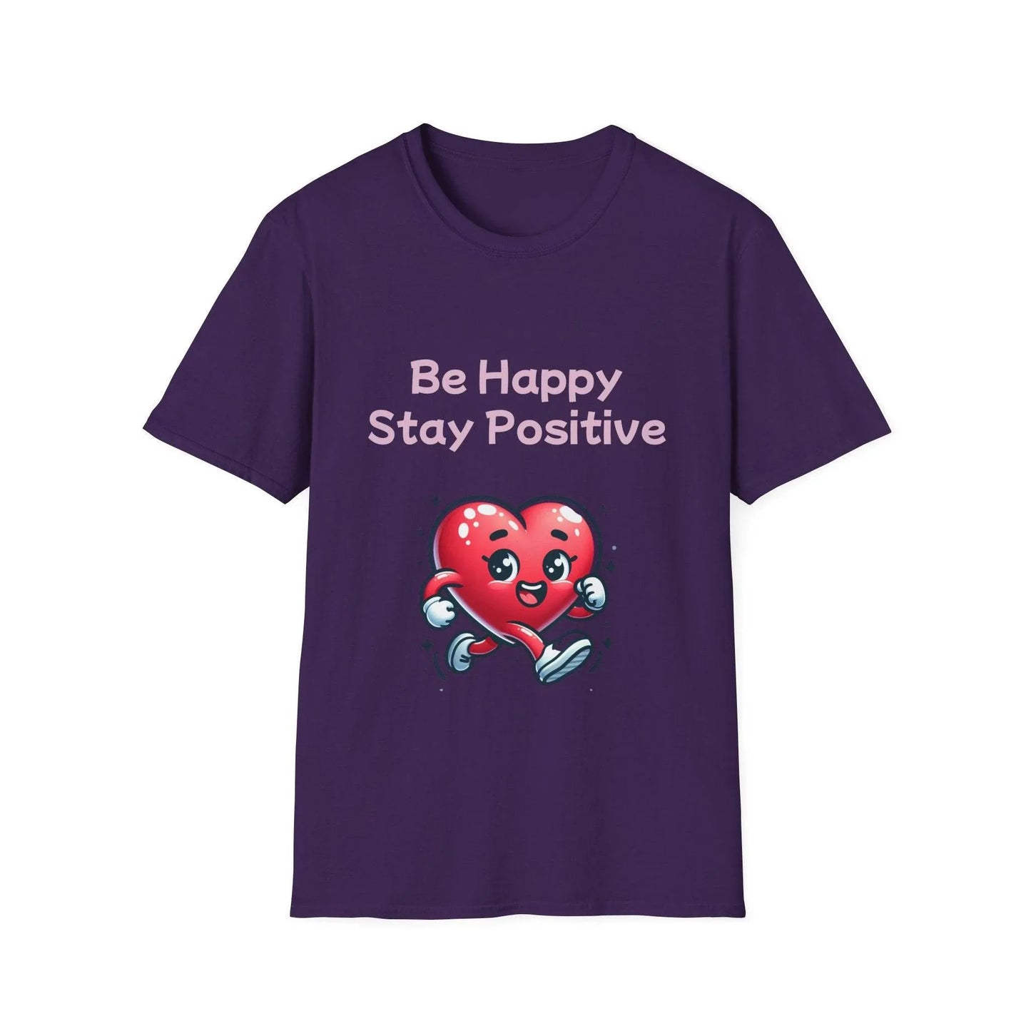 Be Happy Stay Positive Unisex Softstyle T-Shirt - Cheerful Graphic Tee for Everyday Wear - The Dreamer's Bookshop.