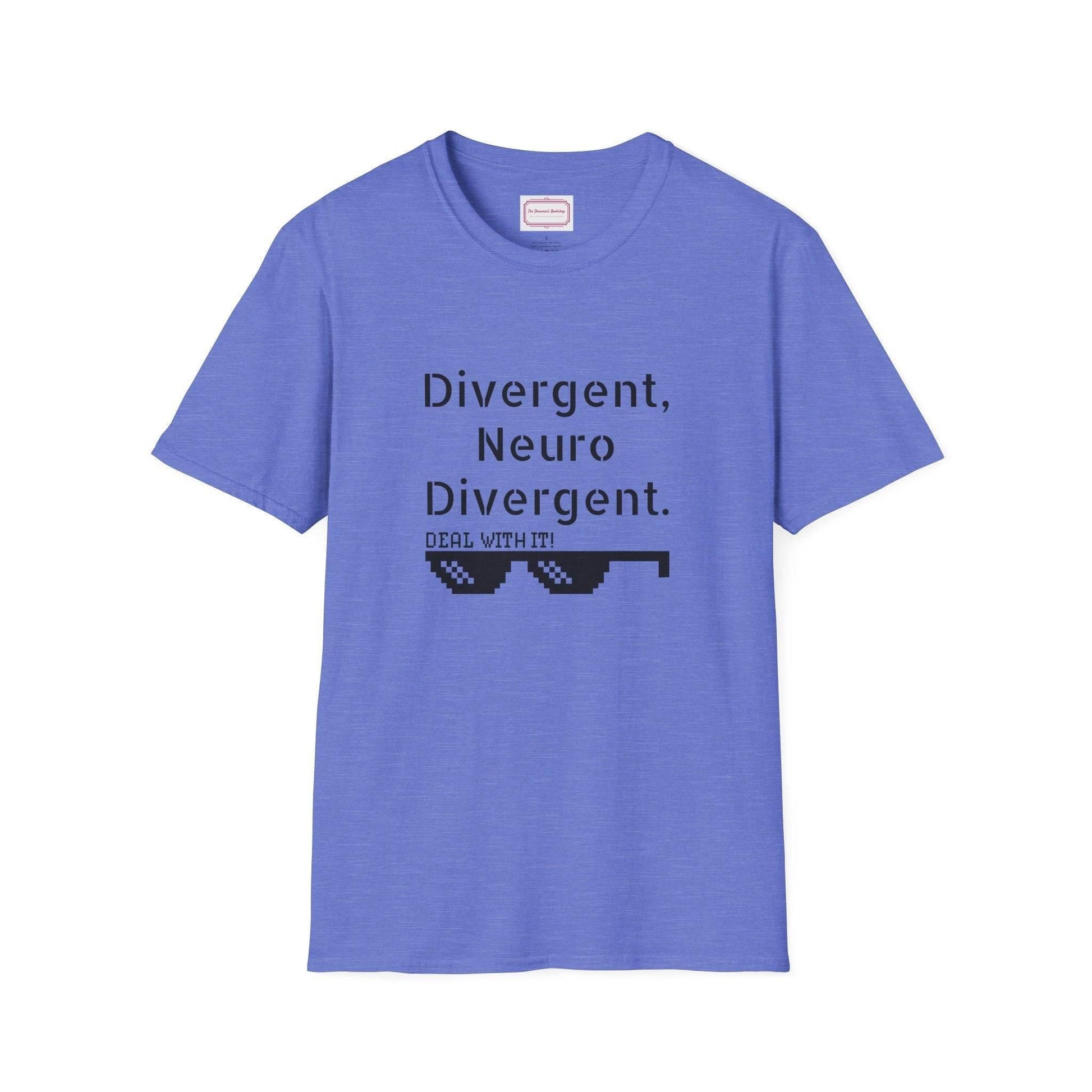 Divergent Neurodivergent T-Shirt - Unisex Softstyle Tee for Acceptance and Awareness - The Dreamer's Bookshop.