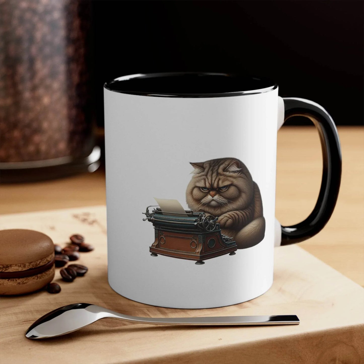 Funny Accent Mug - 11oz Grumpy Writer Cat - The Dreamer's Bookshop.