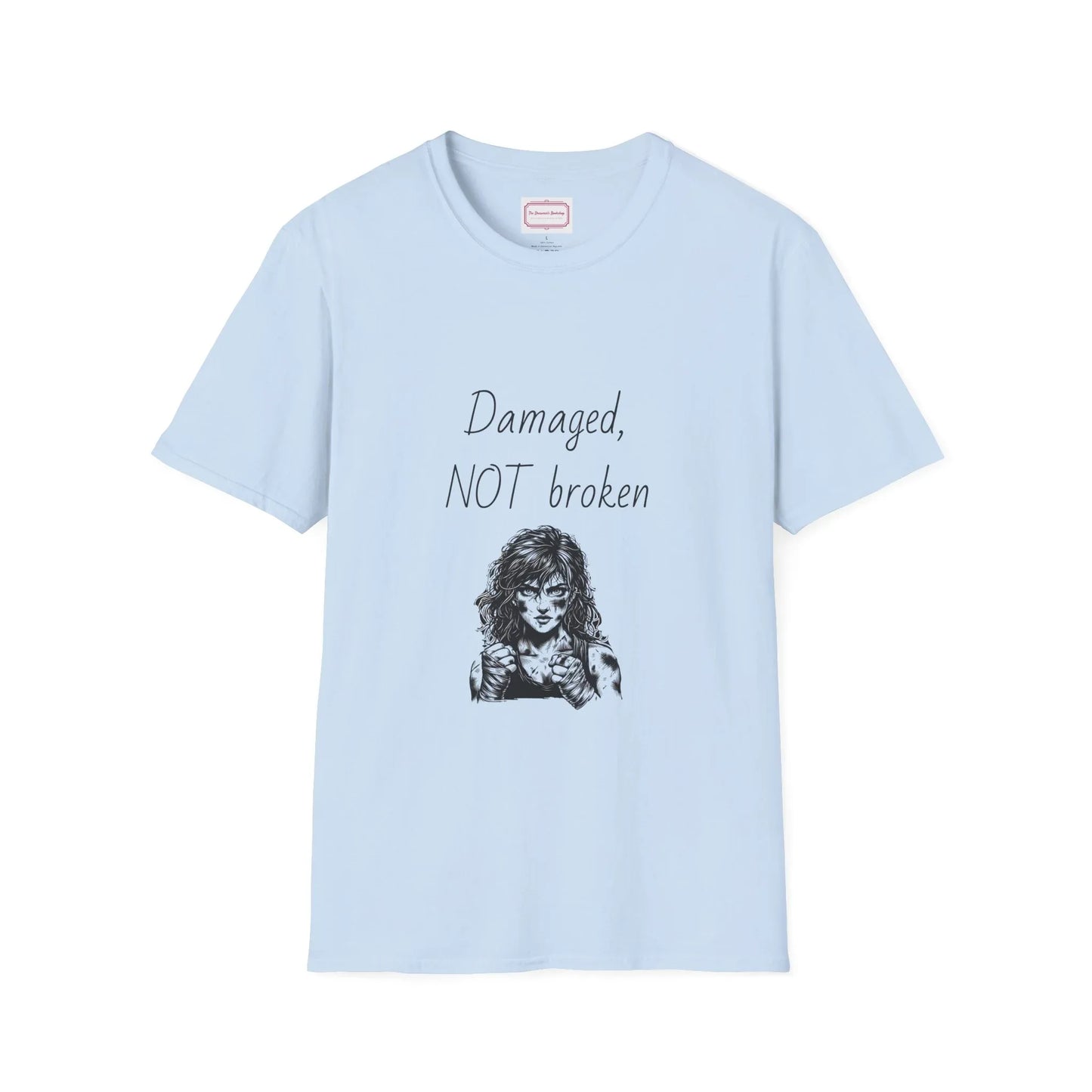 Inspirational Unisex Softstyle T-Shirt - "Damaged, NOT broken" - The Dreamer's Bookshop.