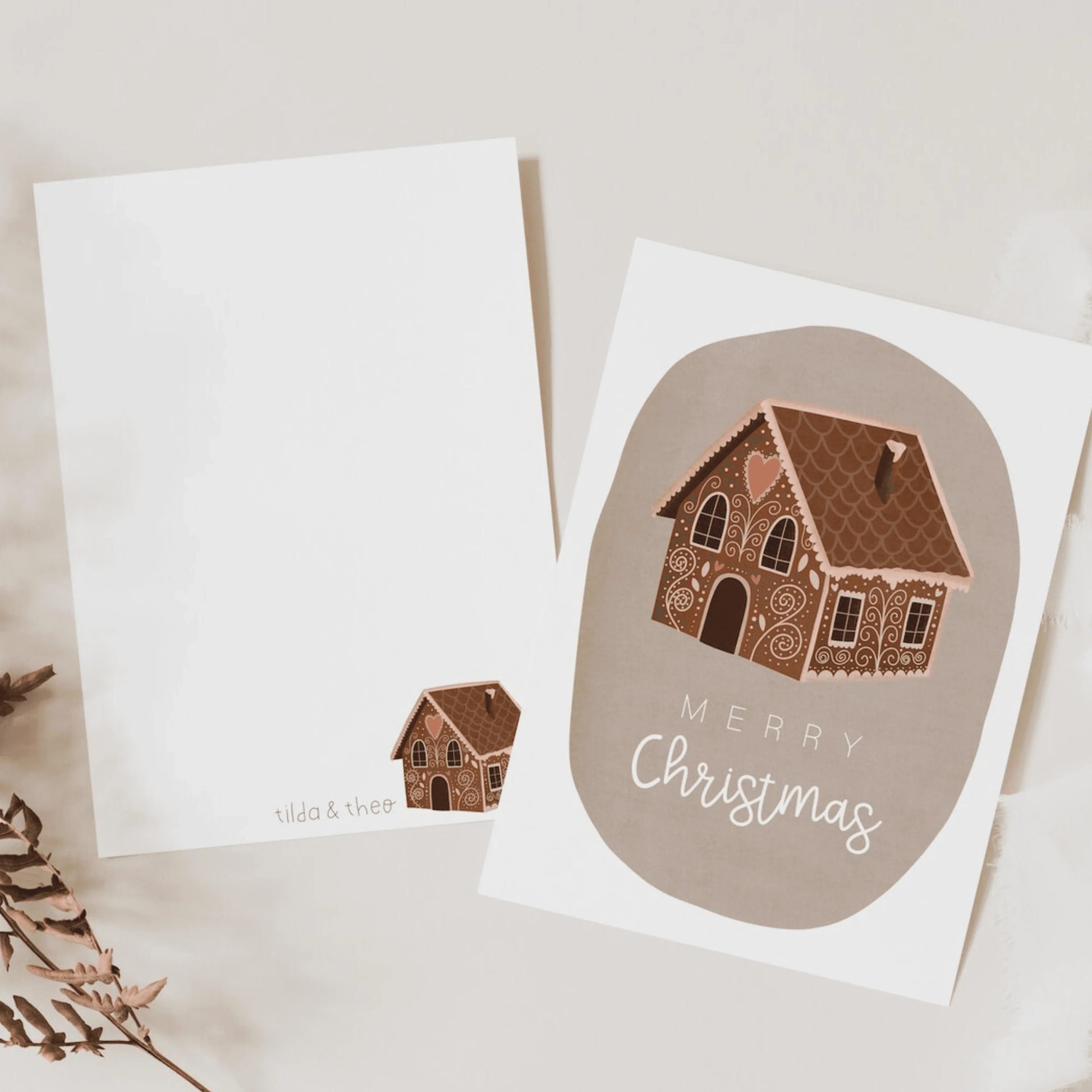Tilda&Theo - Kerstkaart - gingerbread house - The Dreamer's Bookshop.