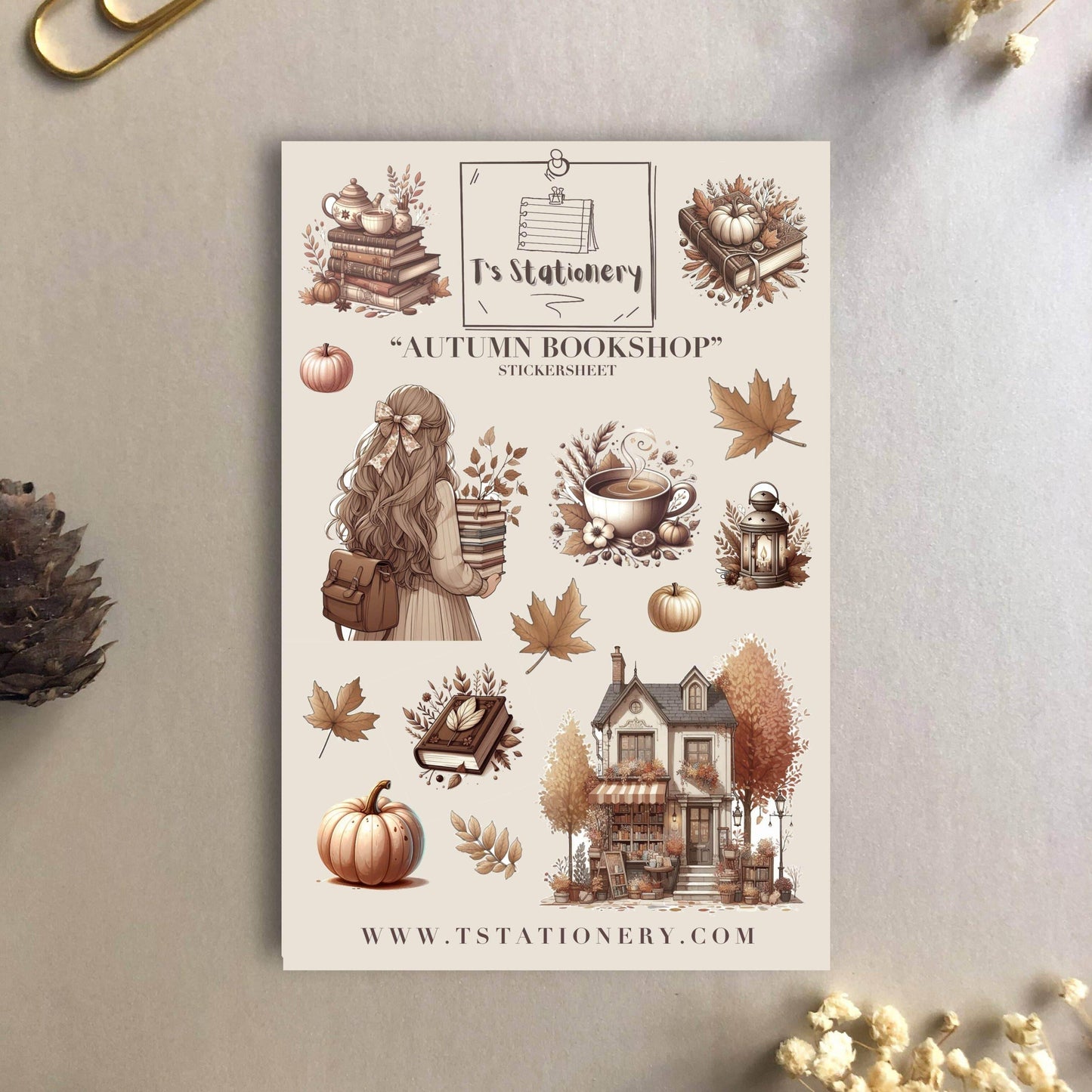 T's Stationery - Stickervel „Autumn Bookshop” - The Dreamer's Bookshop.