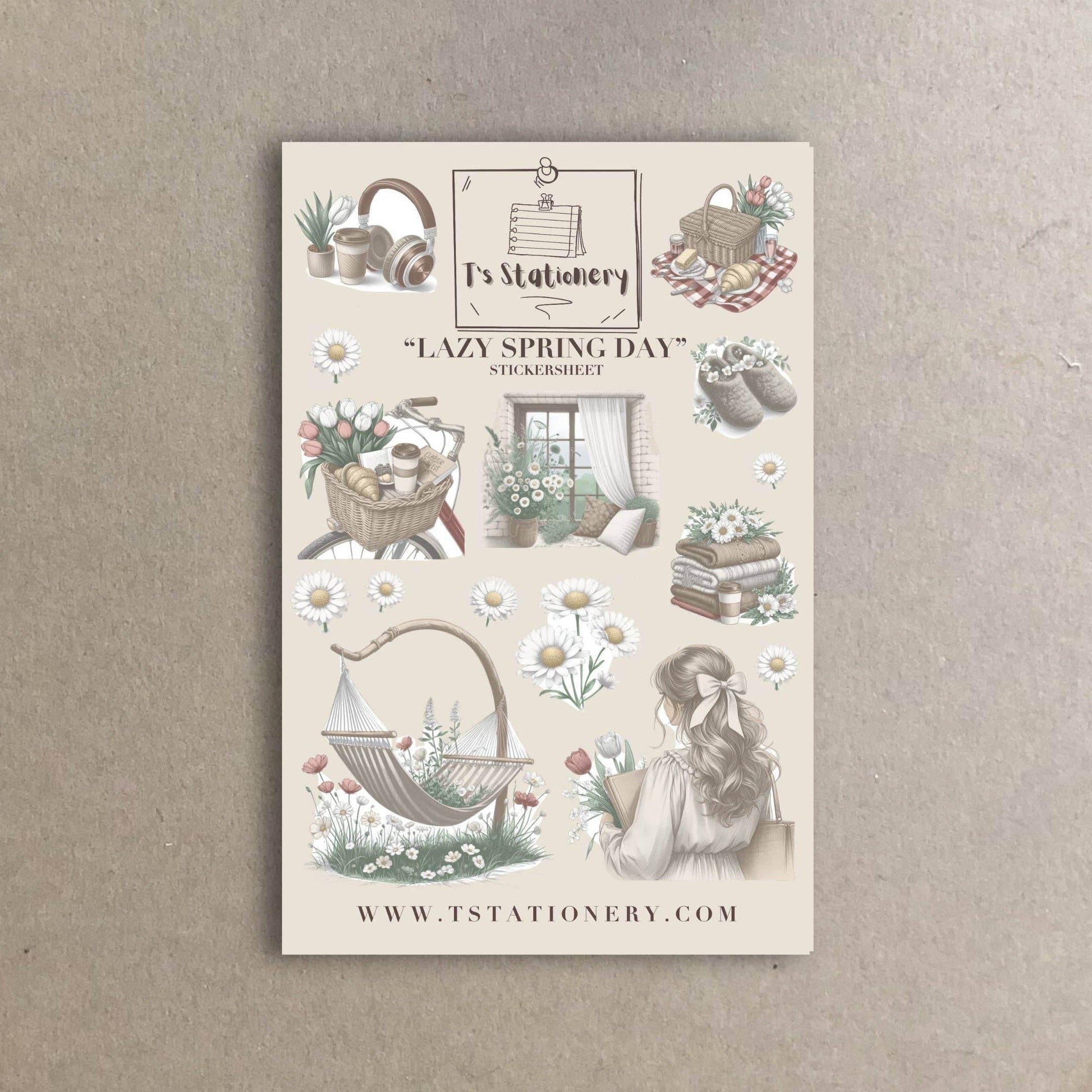T's Stationery - Stickervel „Lazy Spring Day” - The Dreamer's Bookshop.
