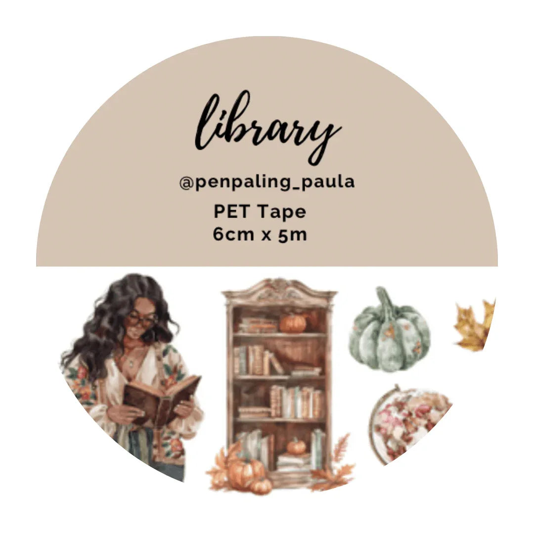 Penpaling Paula - Bibliotheek - PET-tape VOORGESNEDEN Washi Tape - The Dreamer's Bookshop.