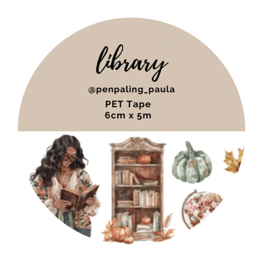 Penpaling Paula - Bibliotheek - PET-tape VOORGESNEDEN Washi Tape - The Dreamer's Bookshop.