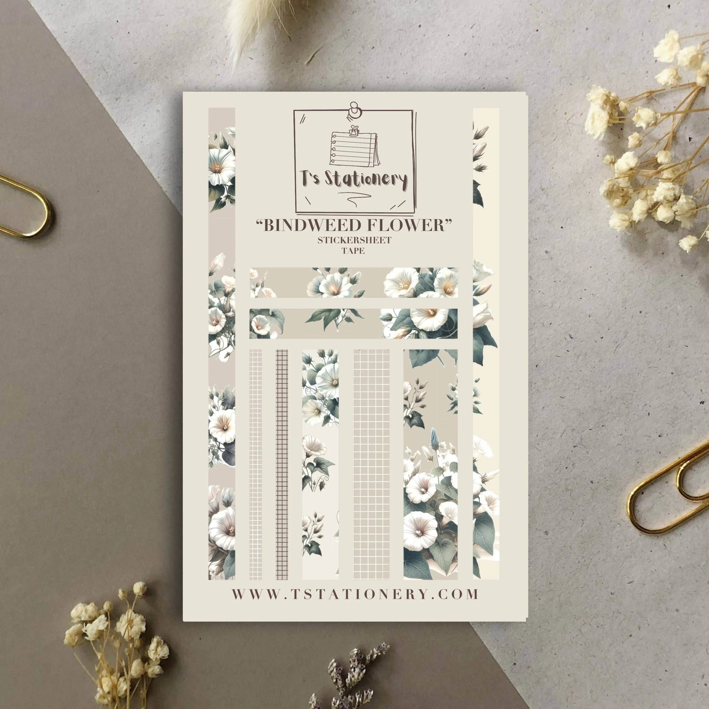 T's Stationery - Stickerveltape „Bindweed Flower” Washi - The Dreamer's Bookshop.