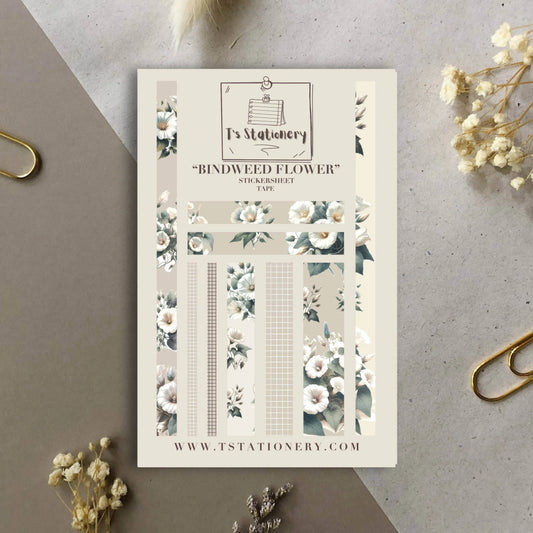 T's Stationery - Stickerveltape „Bindweed Flower” Washi - The Dreamer's Bookshop.