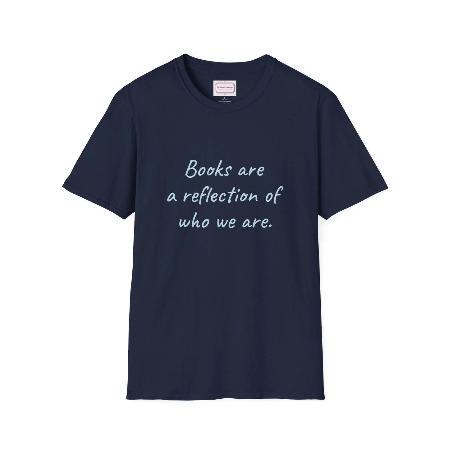 Books Are Reflection Unisex Softstyle T-Shirt - Literary Quote Tee - The Dreamer's Bookshop.