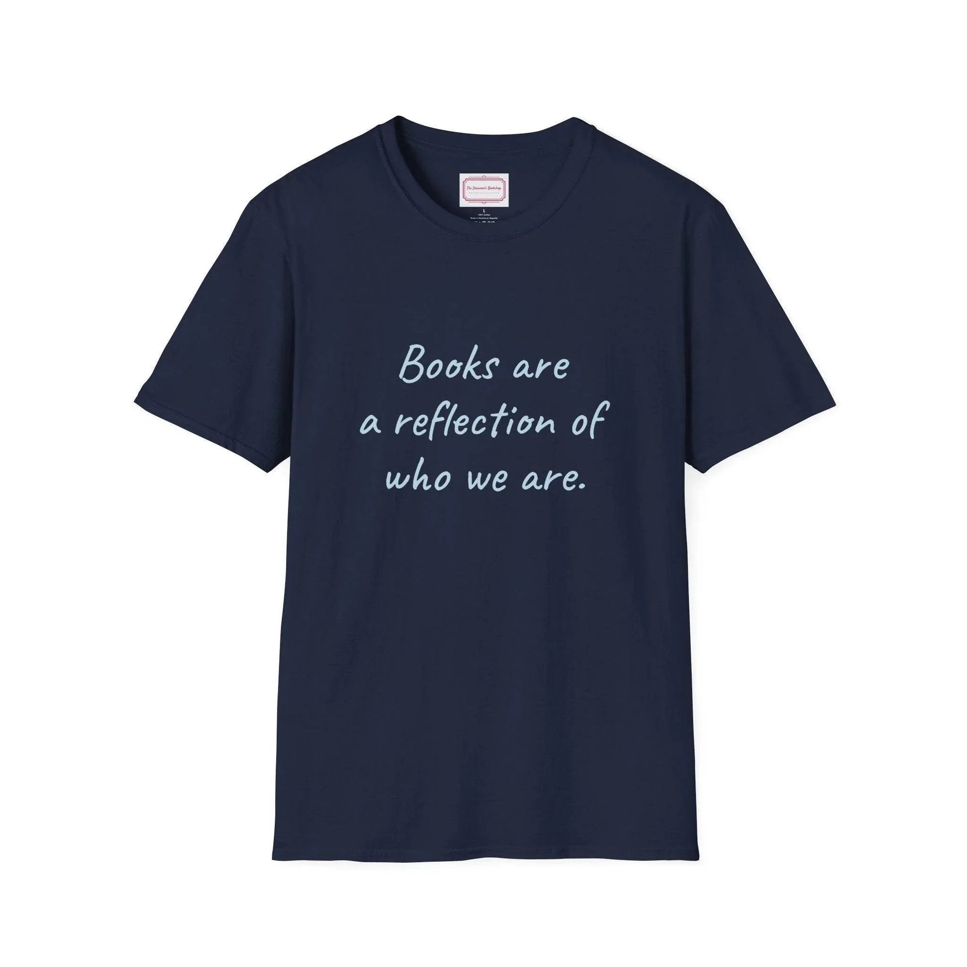Books Are Reflection Unisex Softstyle T-Shirt - Literary Quote Tee - The Dreamer's Bookshop.