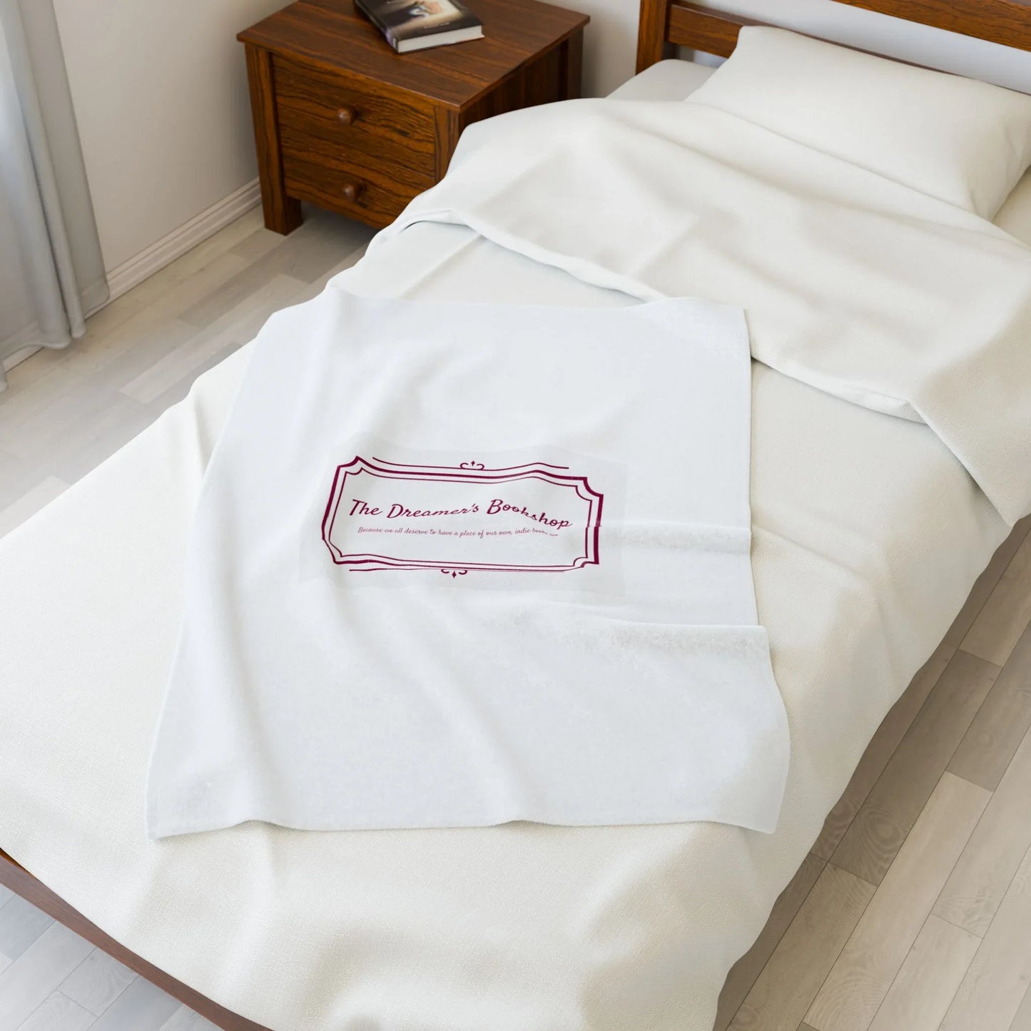 Cozy Velveteen Plush Blanket - "The Dreamer's Bookshop" Design - Perfect for Book Lovers and Cozy Nights - The Dreamer's Bookshop.