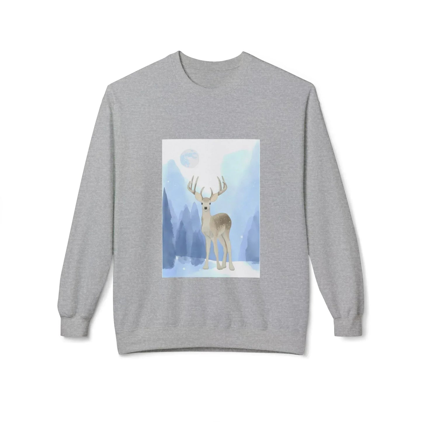 Winter Deer Fleece Crewneck Sweatshirt - Unisex Midweight - The Dreamer's Bookshop.
